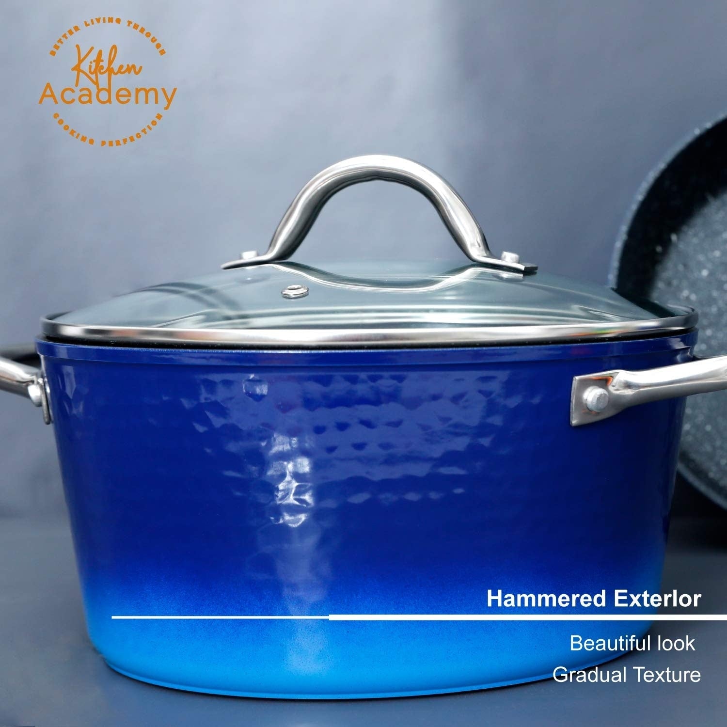Batterie de cuisine antiadhésive de 15 pièces avec revêtement en granit Kitchen Academy