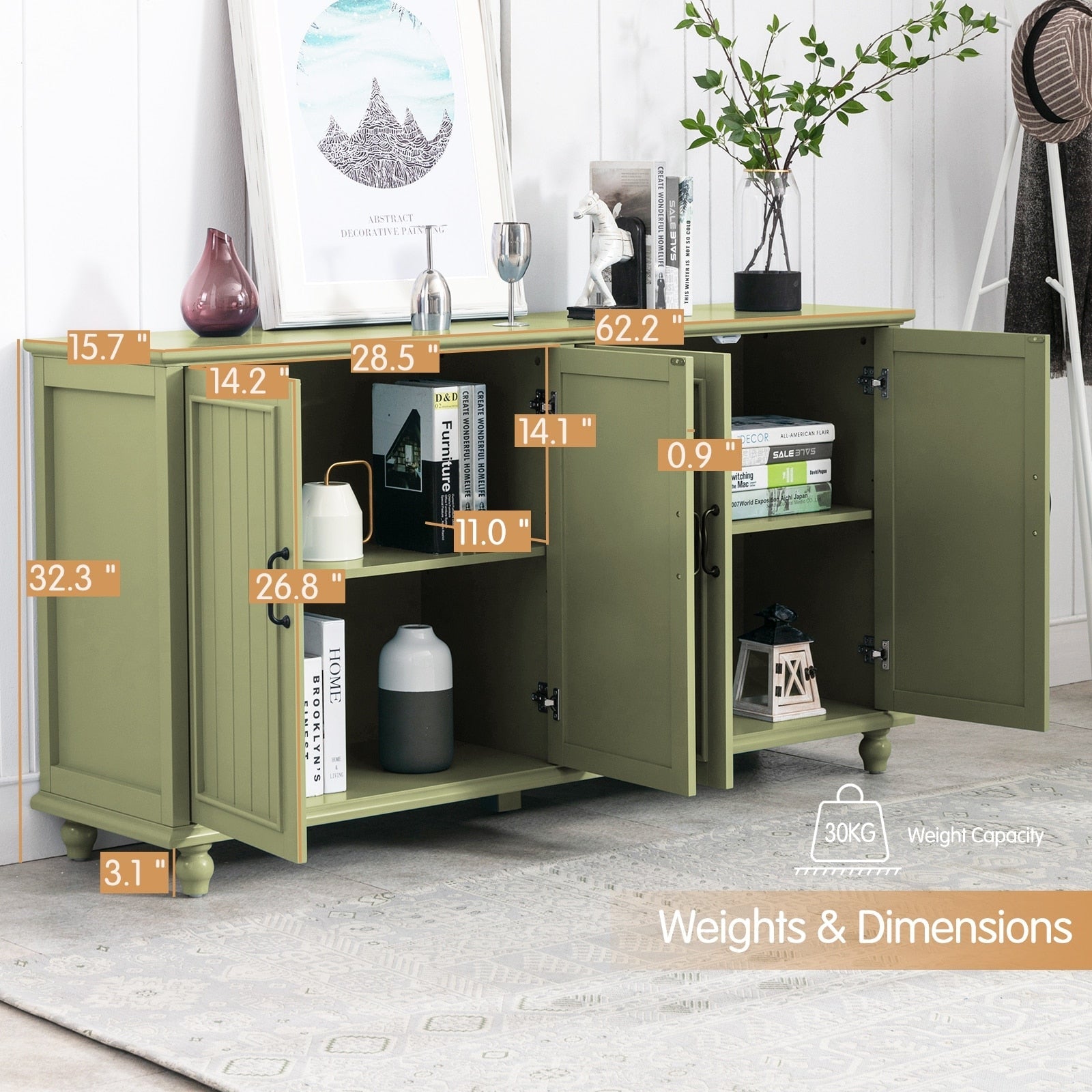 Buffet de cuisine, meuble de bar à café, meuble de rangement d'appoint