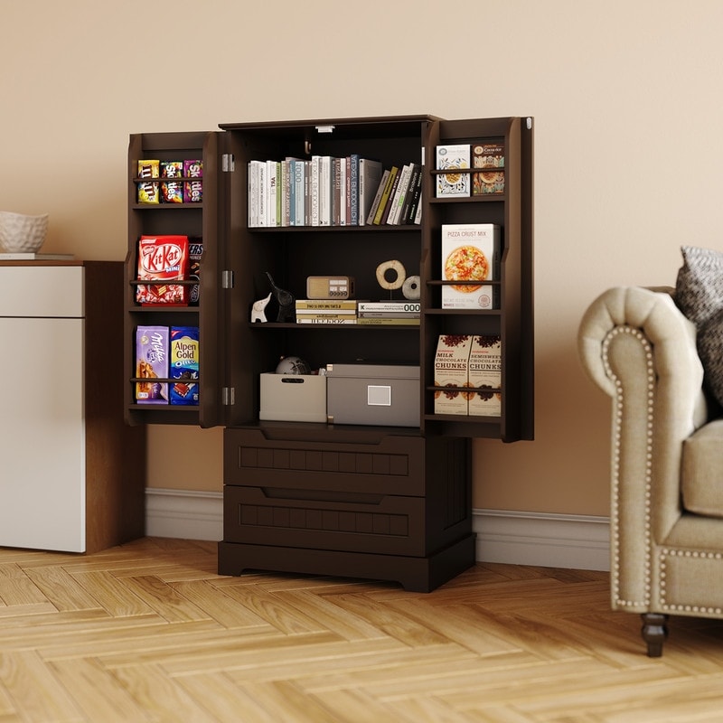 Armoire de rangement pour cuisine, armoire de rangement pour salle de bain indépendante avec 2 portes et tiroirs