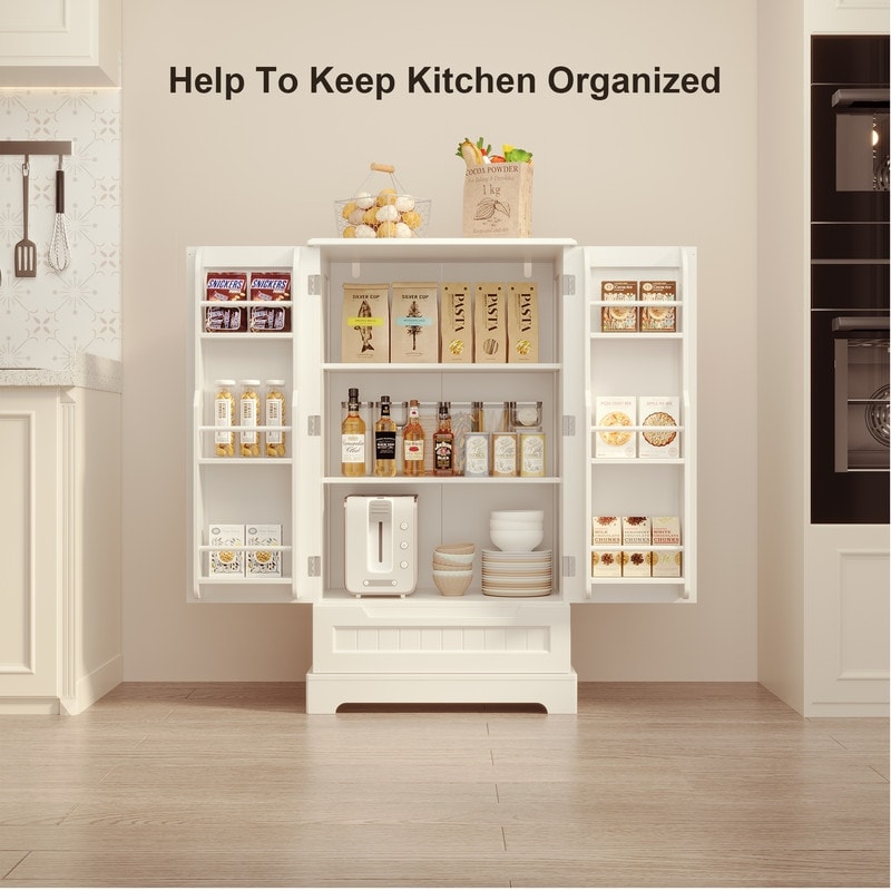 Armoire de rangement pour cuisine, armoire de rangement pour salle de bain indépendante avec 2 portes et tiroirs