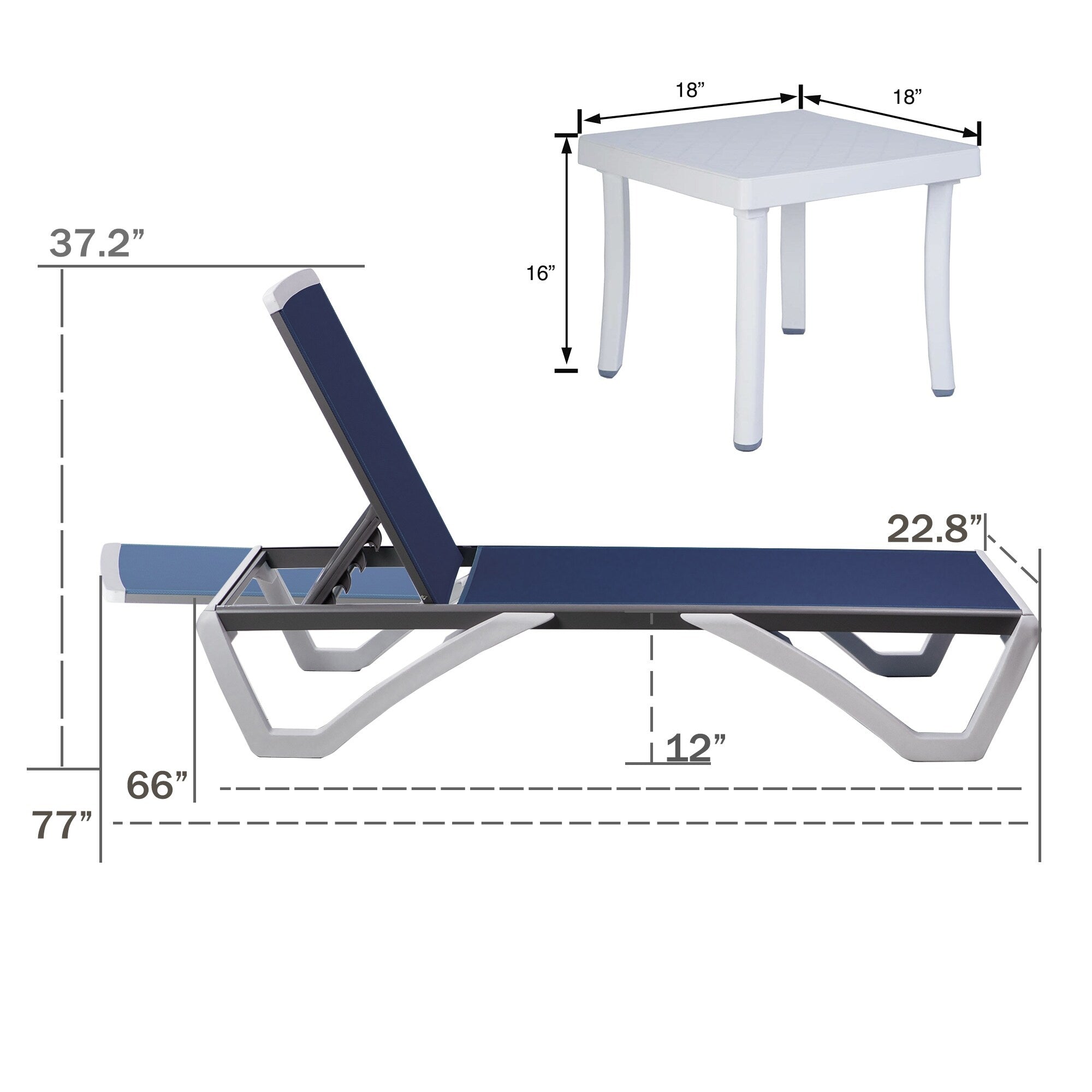 Chaise longue inclinable et réglable Kozyard Alan, pieds entièrement plats en aluminium et résine polypropylène