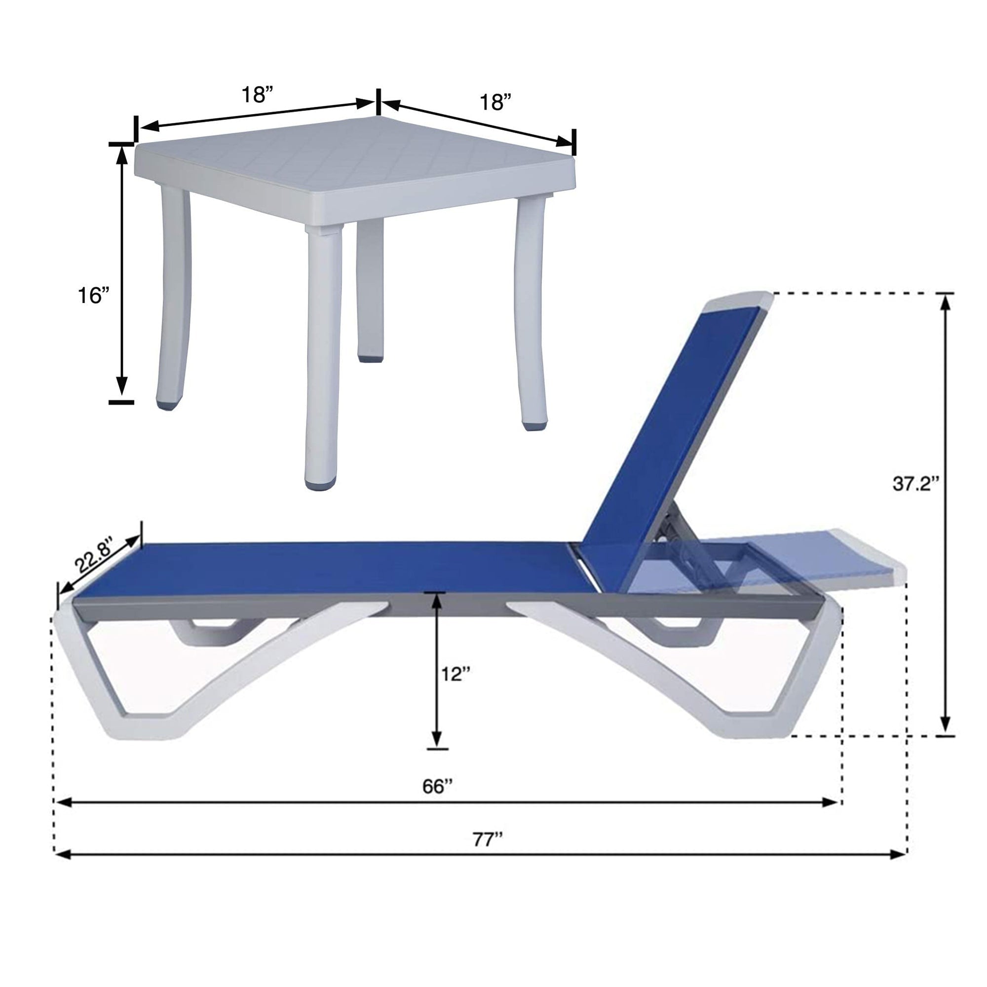 Chaise longue inclinable et réglable Kozyard Alan, pieds entièrement plats en aluminium et résine polypropylène