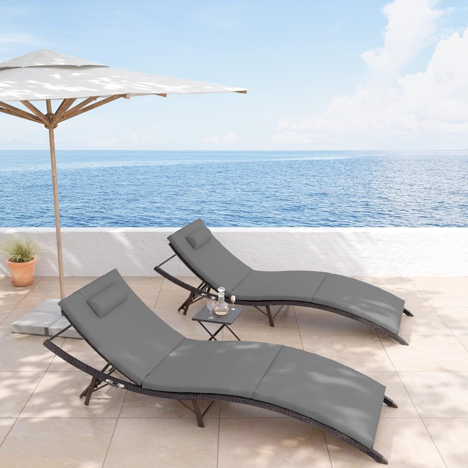 Ensemble de chaises longues d'extérieur 3 pièces Kullavik
