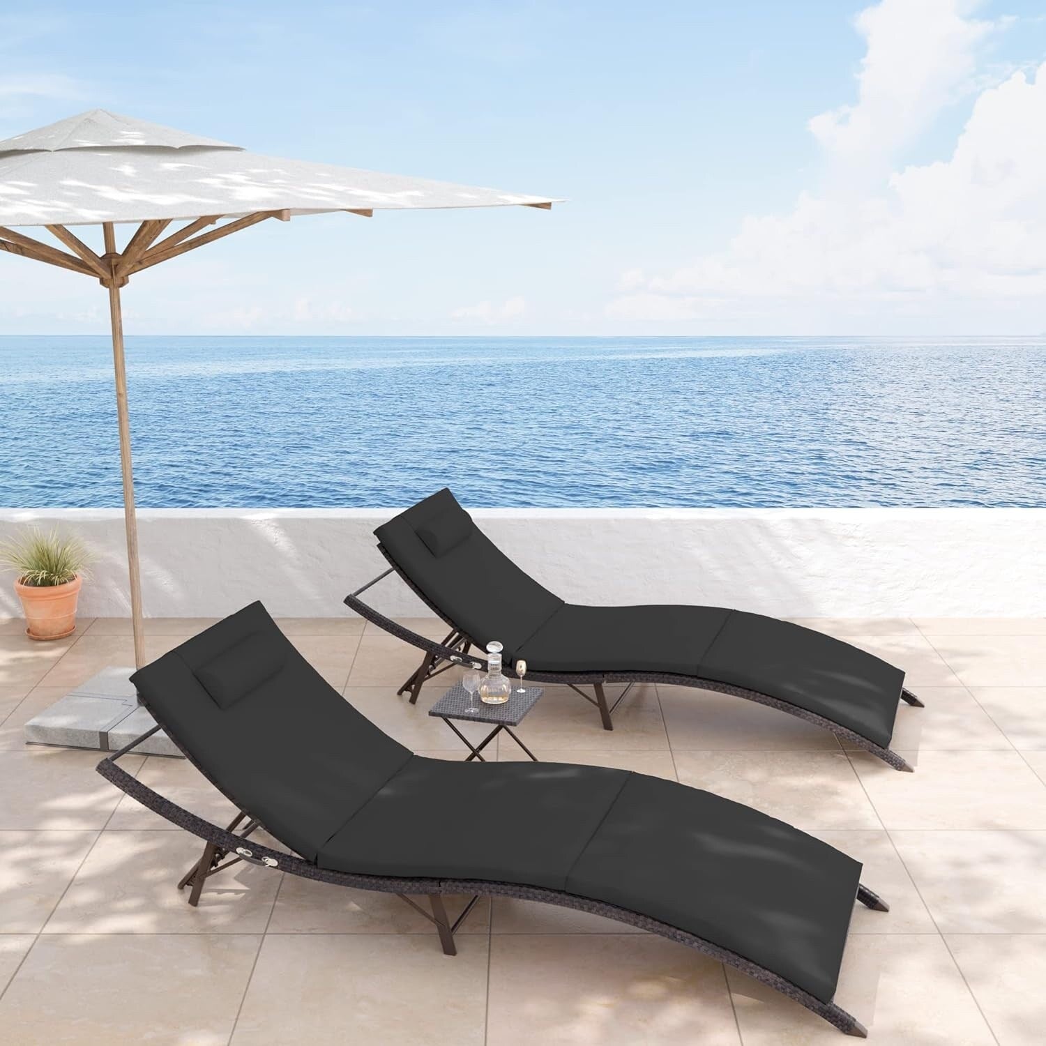 Ensemble de chaises longues d'extérieur 3 pièces Kullavik