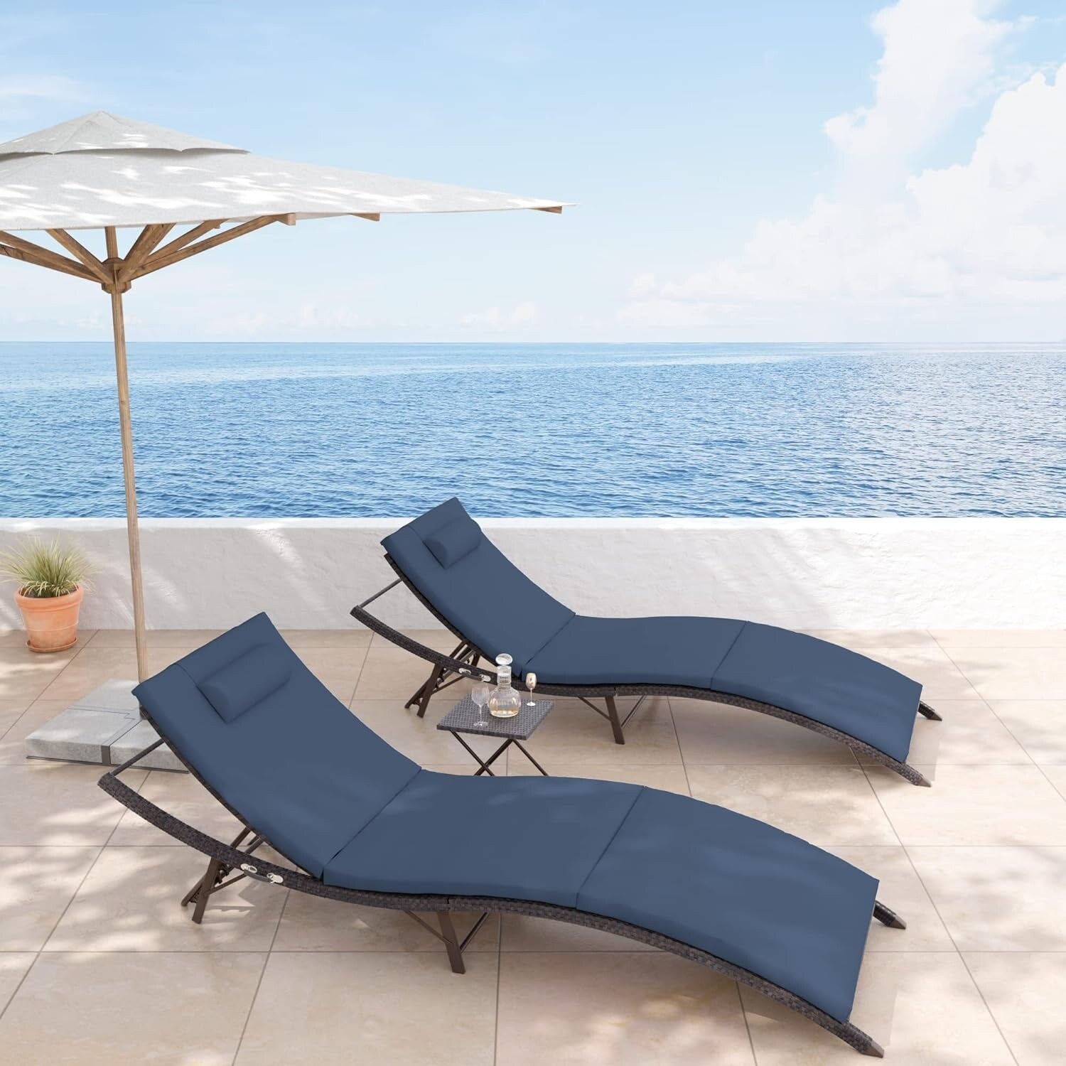 Ensemble de chaises longues d'extérieur 3 pièces Kullavik