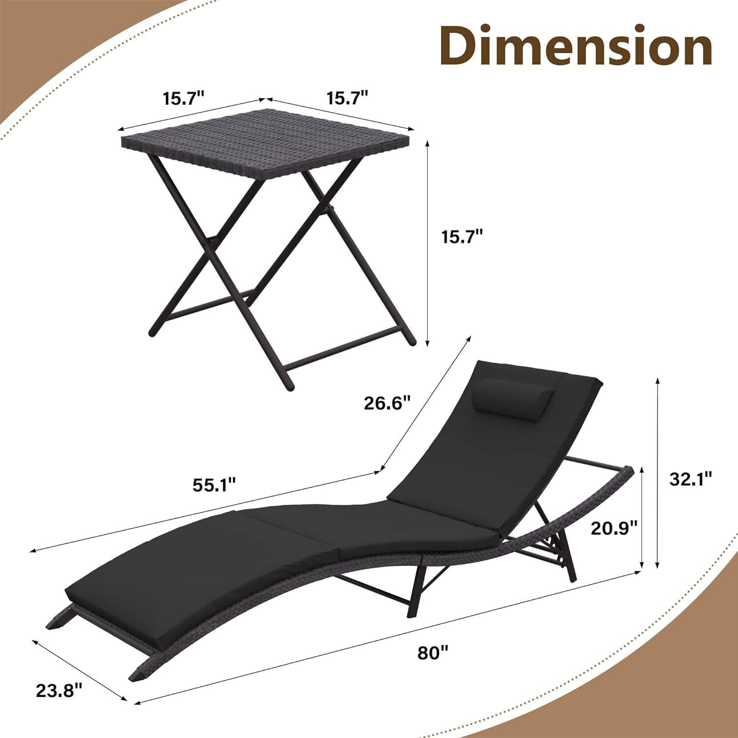 Ensemble de chaises longues d'extérieur 3 pièces Kullavik