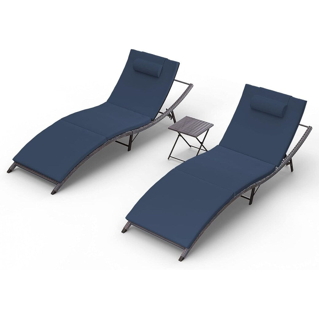 Ensemble de chaises longues d'extérieur 3 pièces Kullavik