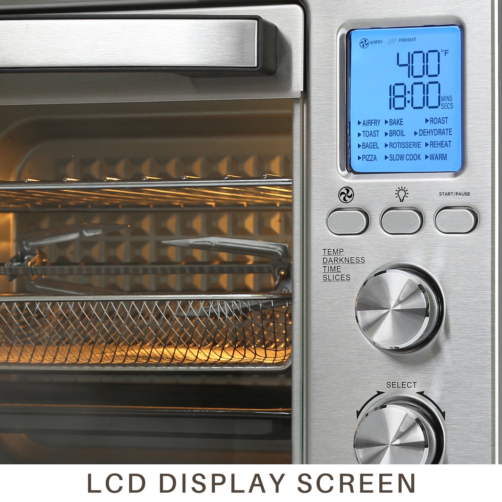 Four grille-pain de comptoir LNC 12 en 1 de grande capacité (34 pintes), convection, rôtissoire et friteuse à air - 19,5 L x 15 l x 12,5 H
