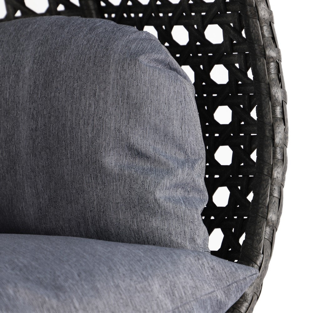 Fauteuil suspendu LeisureMod pour 2 personnes avec support - Chaise longue hamac en rotin et osier pour patio extérieur/intérieur avec coussins