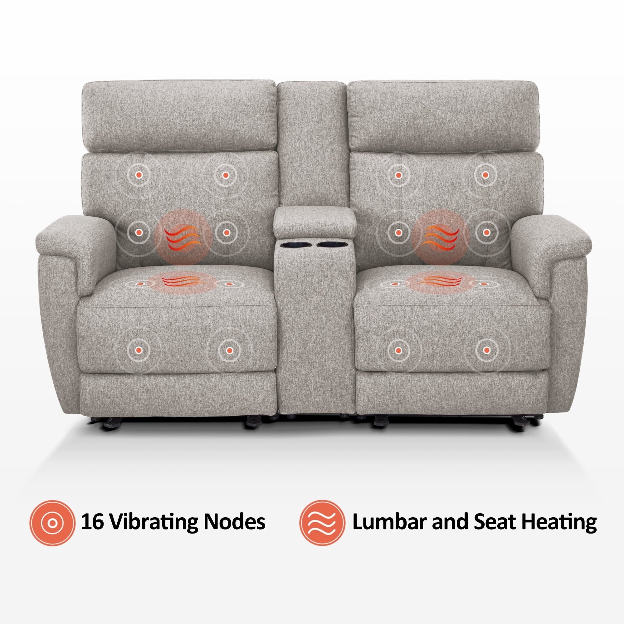 MCombo 60.2 Power Loveseat Recliner Sofa with Massage and Dual Heating, Adjustable Headrest, USB & Type C Port, Fabric