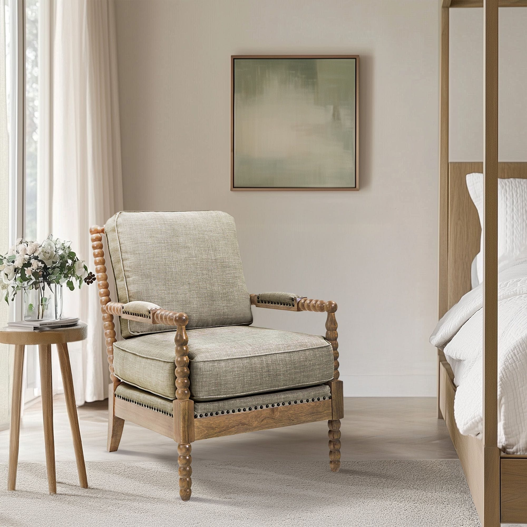 Fauteuil à cadre en bois tourné Madison Park Donohue