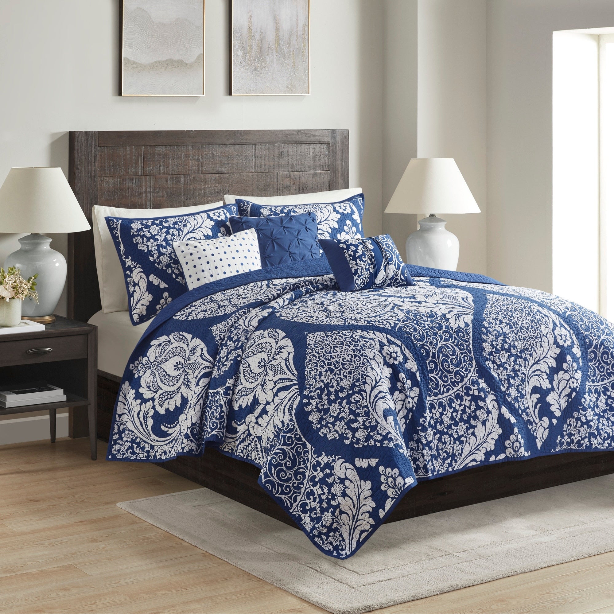 Ensemble de couette en coton imprimé Madison Park Marcella 7 pièces