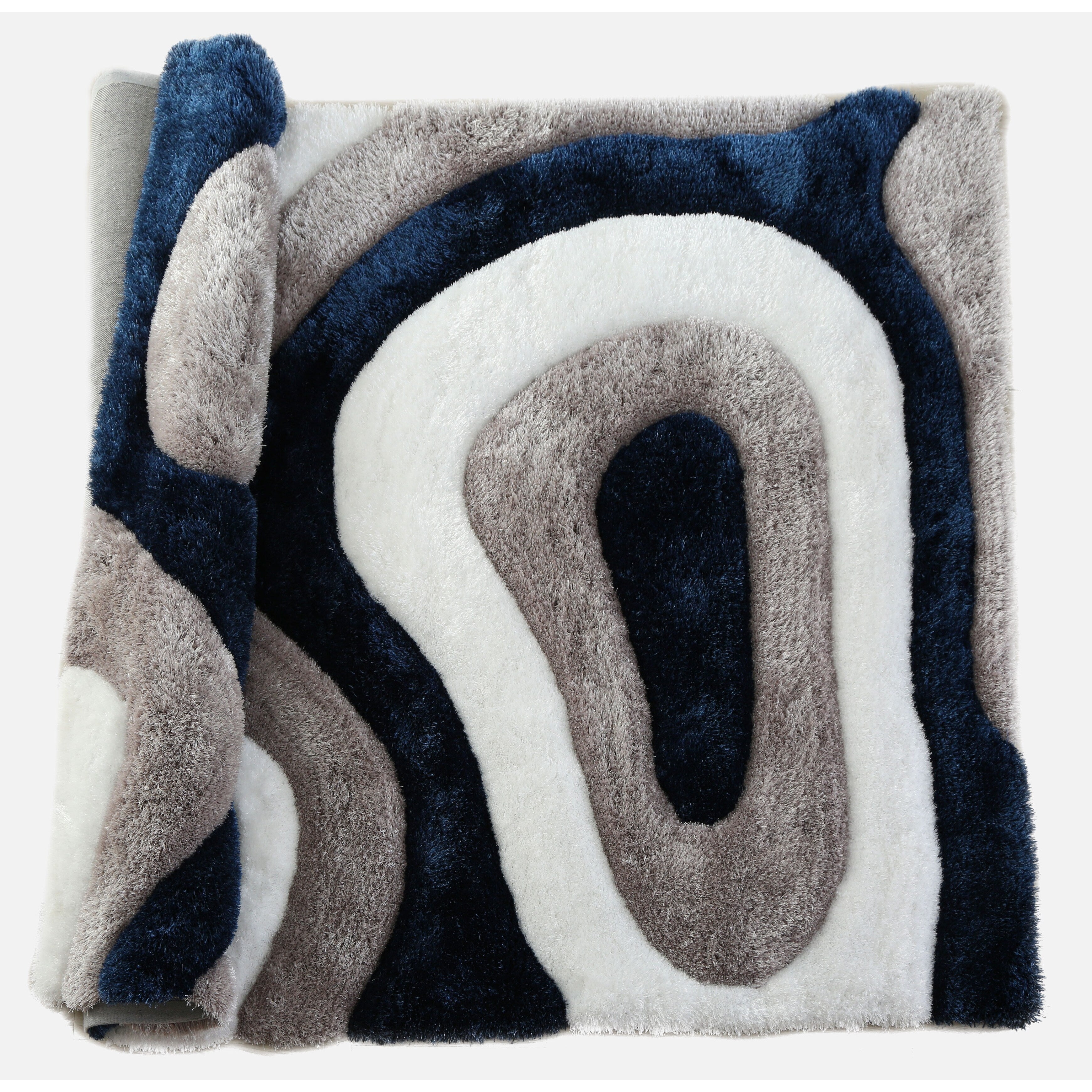 Tapis à poils longs Mateos au design abstrait