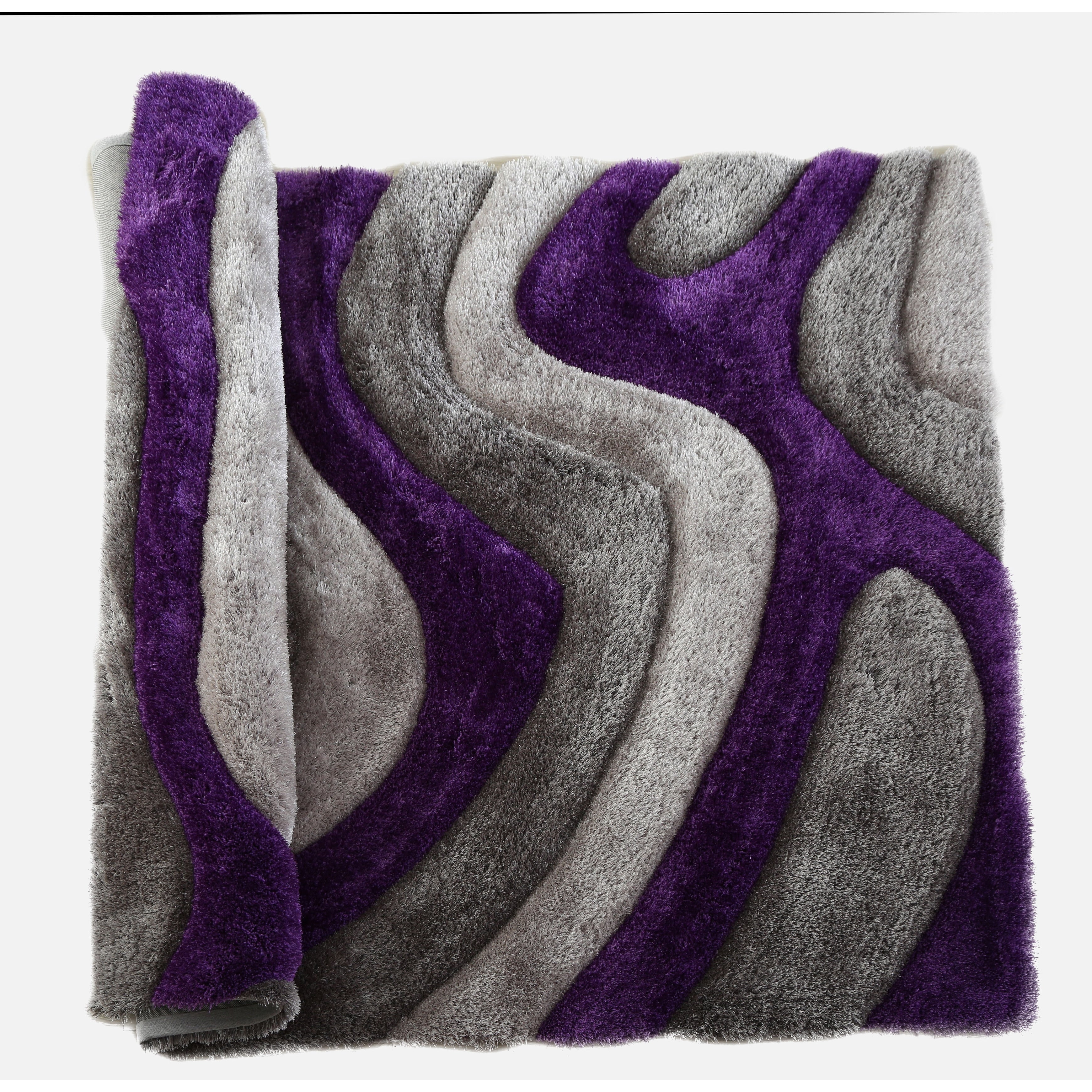 Tapis à poils longs Mateos au design abstrait