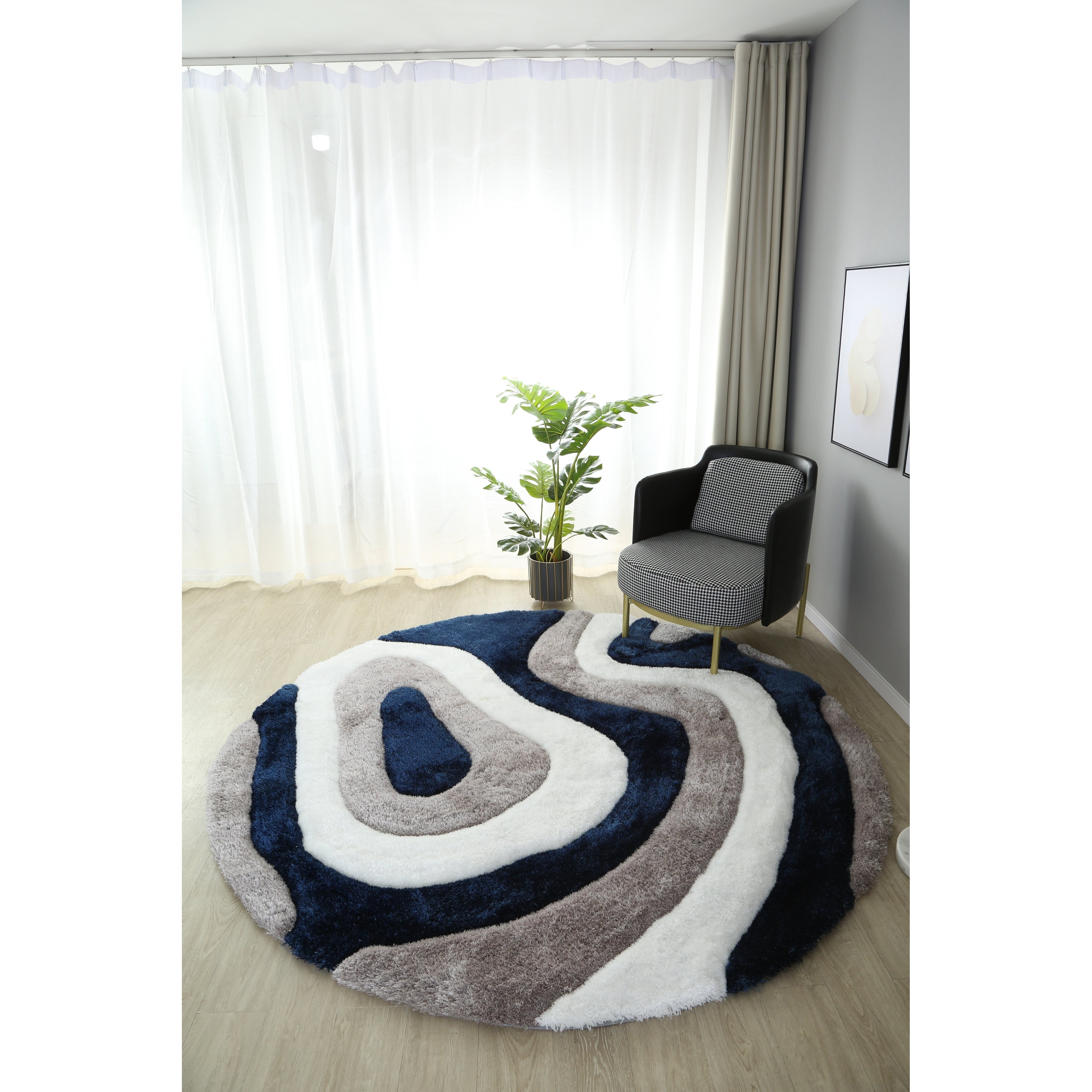 Tapis à poils longs Mateos au design abstrait