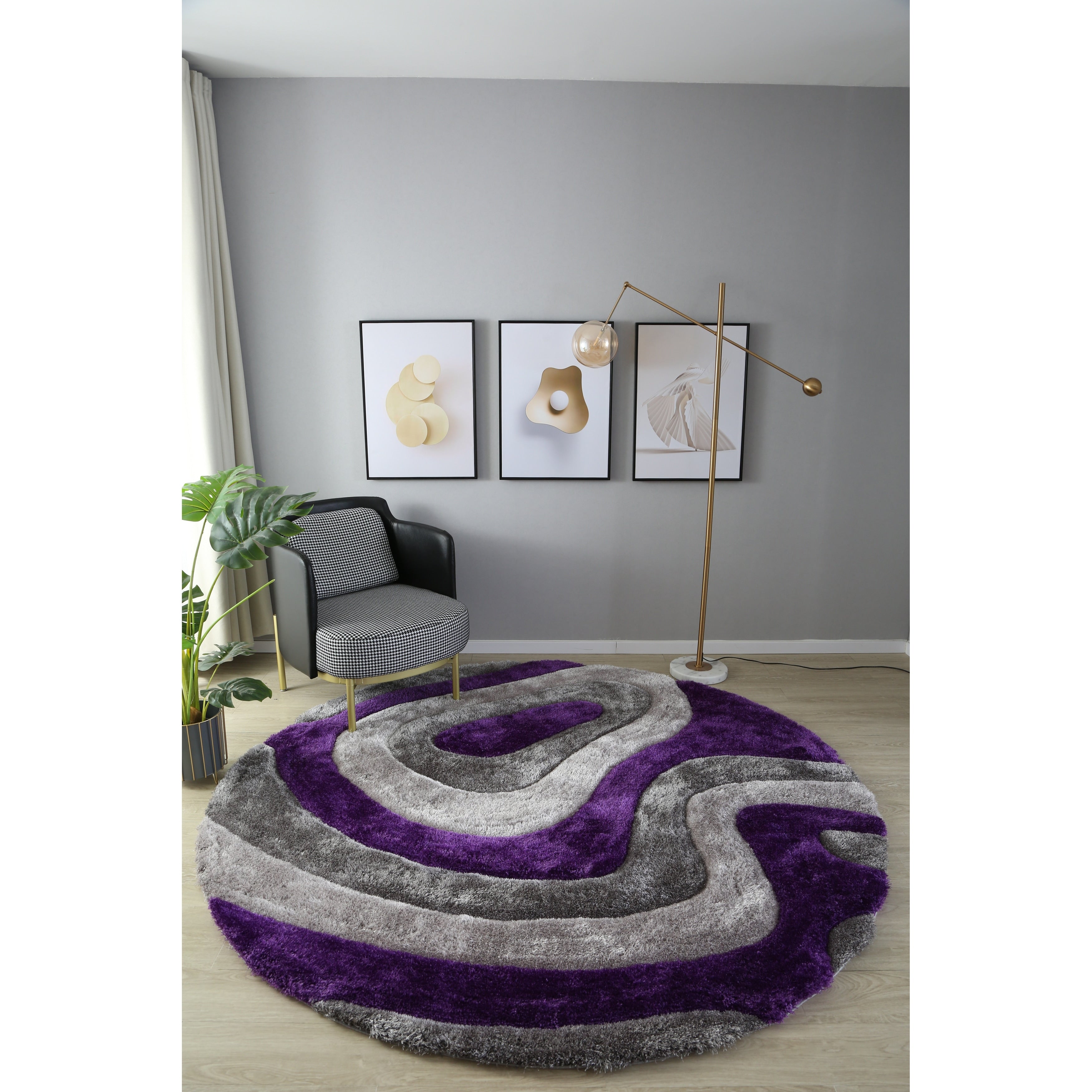 Tapis à poils longs Mateos au design abstrait