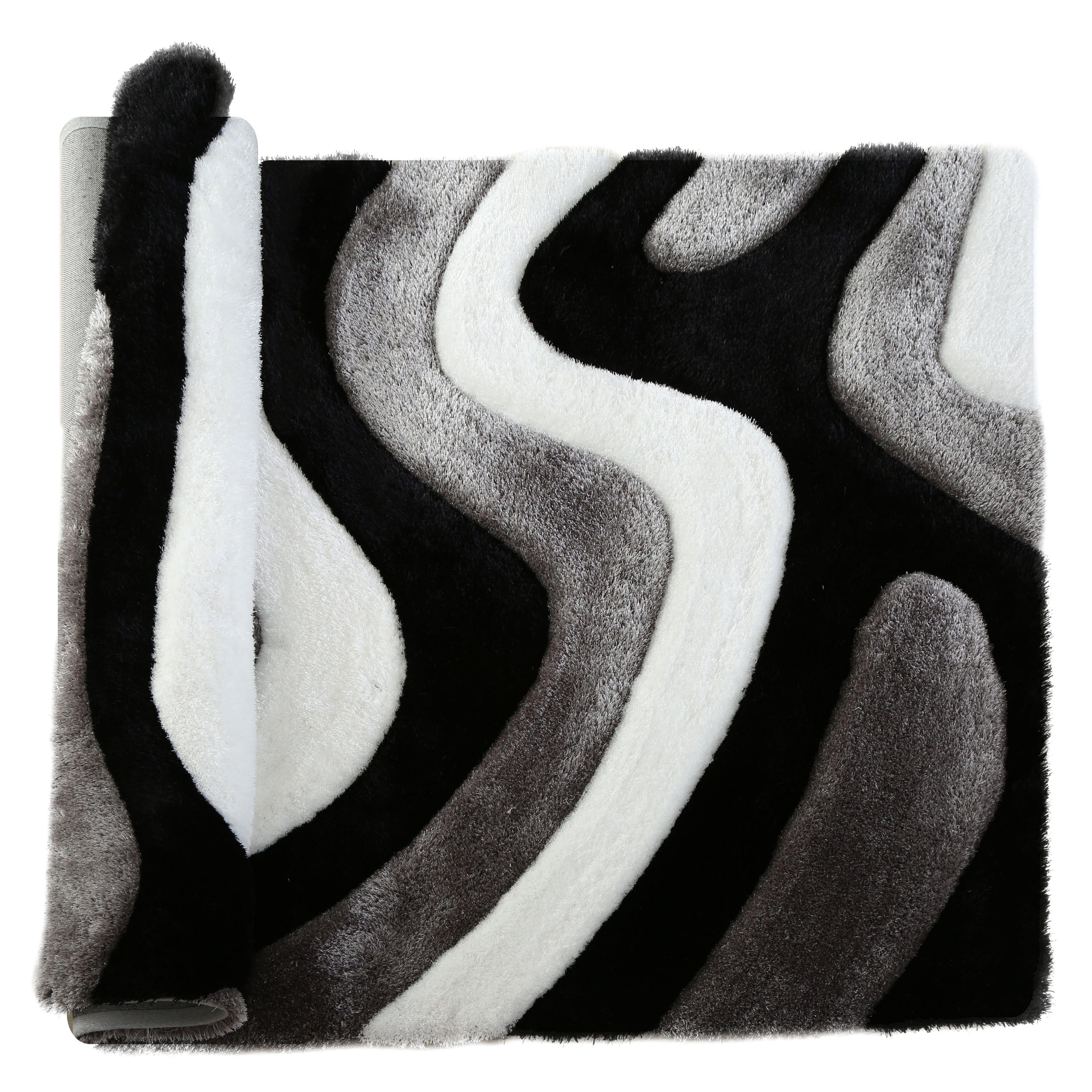 Tapis à poils longs Mateos au design abstrait