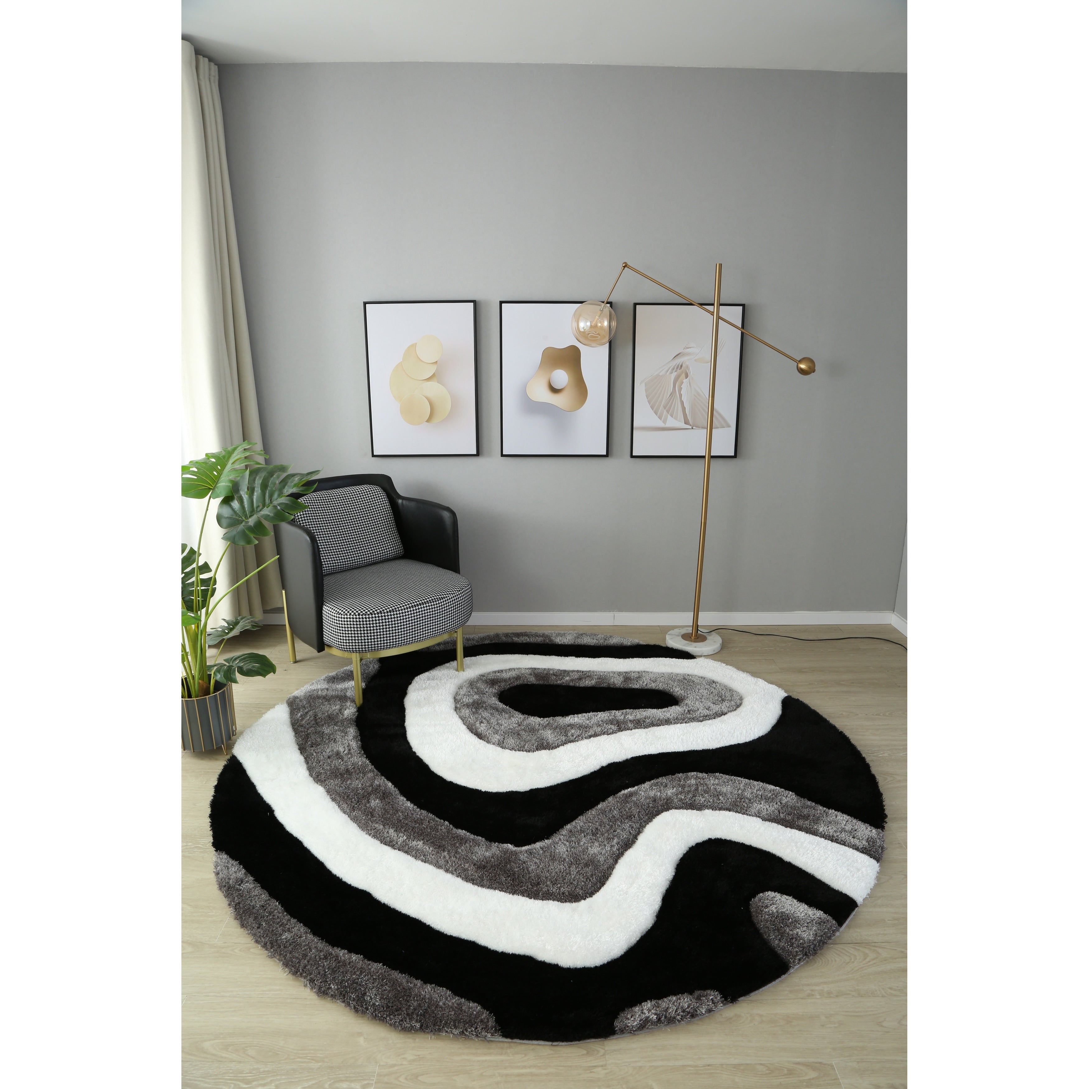 Tapis à poils longs Mateos au design abstrait
