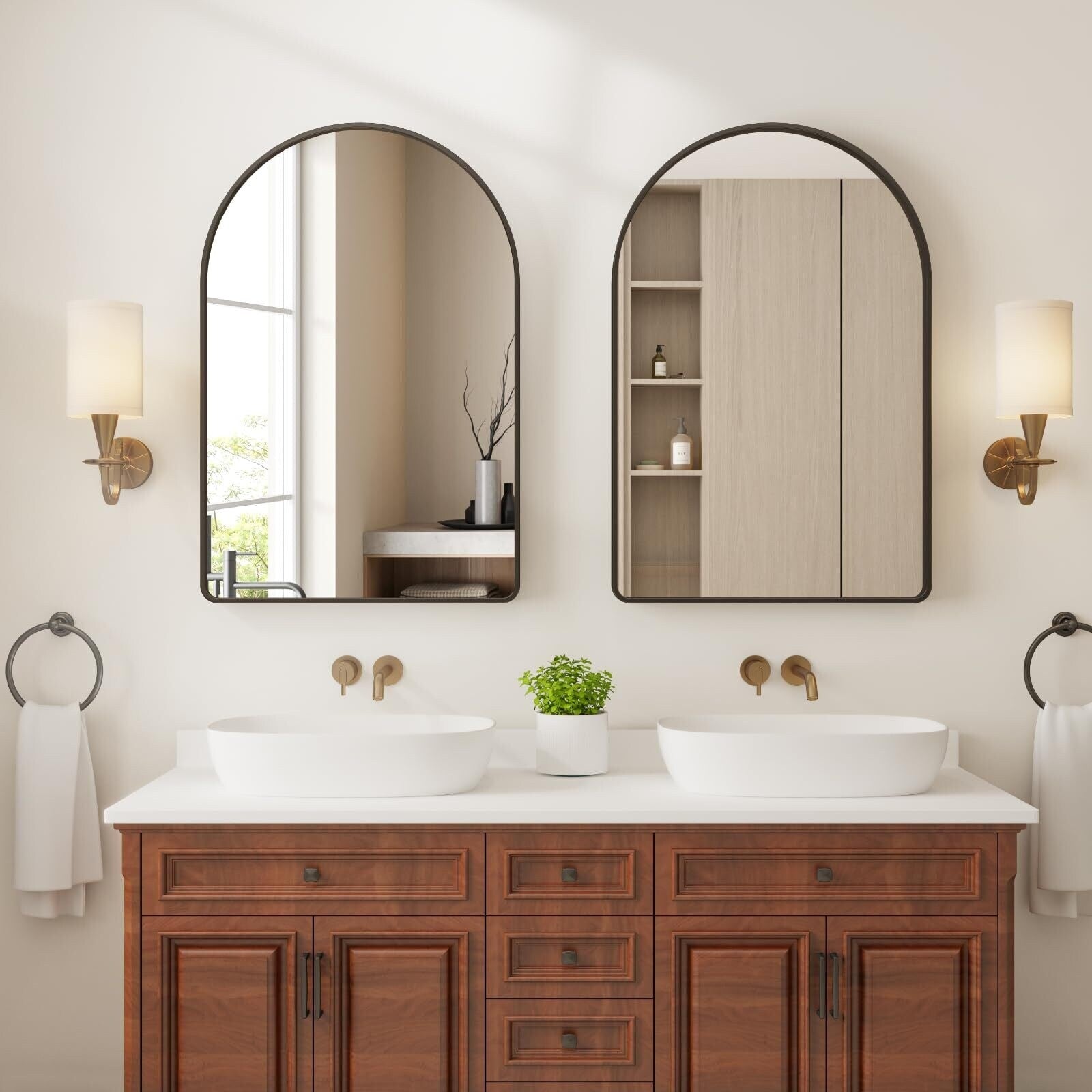Matte Black Round Mirror