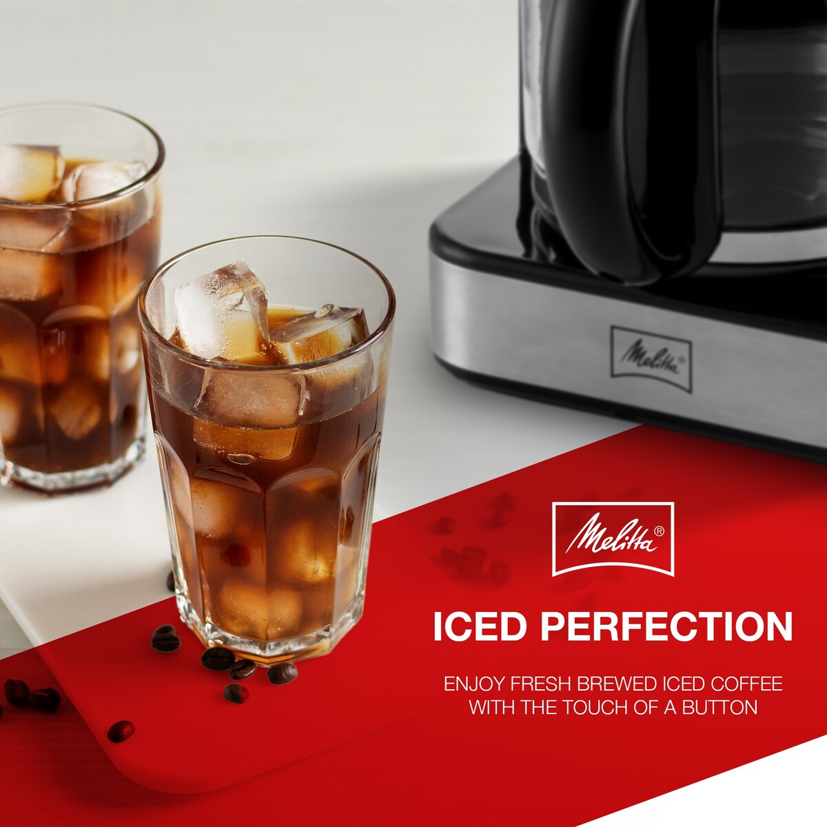 Cafetière filtre Melitta Aroma Tocco Plus 12 tasses, eau chaude et eau glacée, avec carafe en verre et écran tactile
