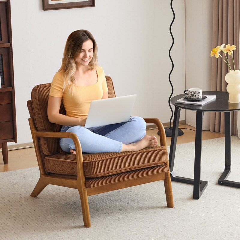 Chaise d'appoint rembourrée de style moderne du milieu du siècle