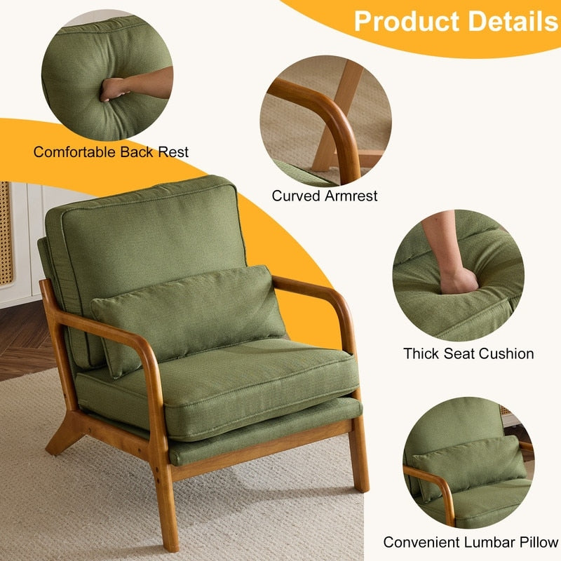 Chaise d'appoint rembourrée de style moderne du milieu du siècle