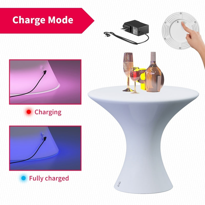 Table basse Mixoy à LED changeantes, table à vin rechargeable et sans fil, meuble d'ambiance pour terrasse, piscine