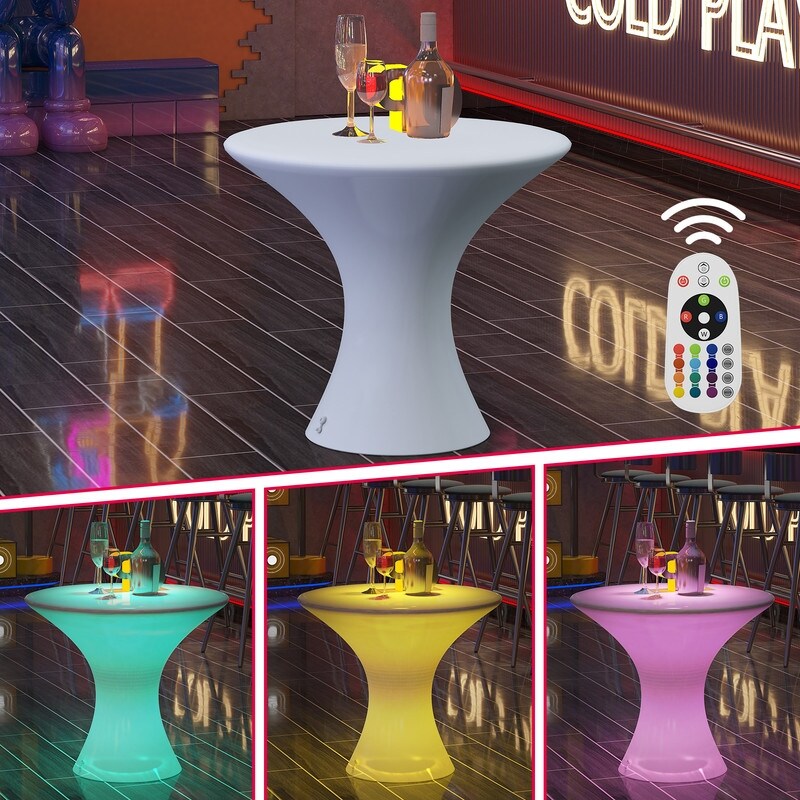 Table basse Mixoy à LED changeantes, table à vin rechargeable et sans fil, meuble d'ambiance pour terrasse, piscine