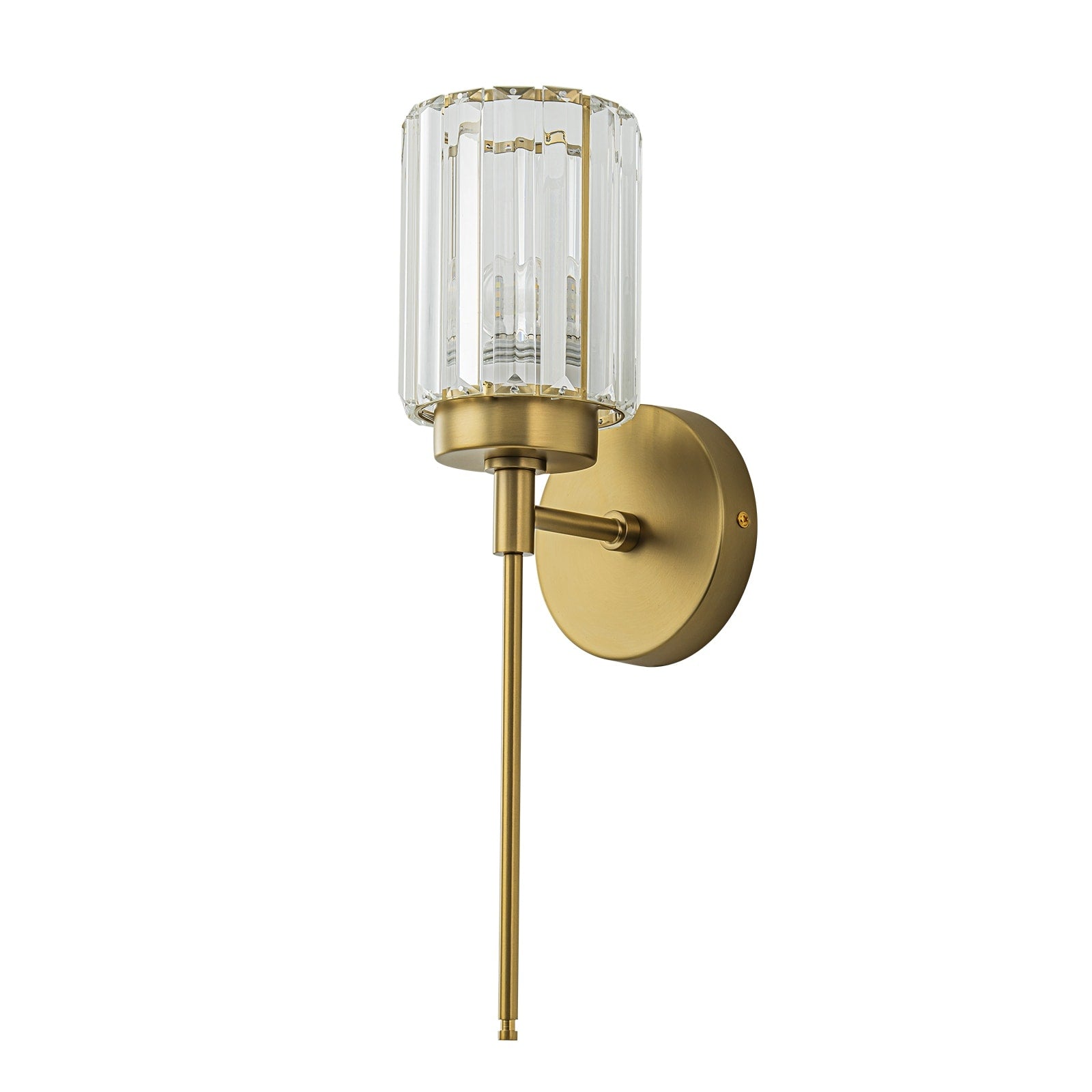Applique murale moderne dorée à intensité variable, style cylindre glamour pour salle de bain, en cristal, pour meuble-lavabo