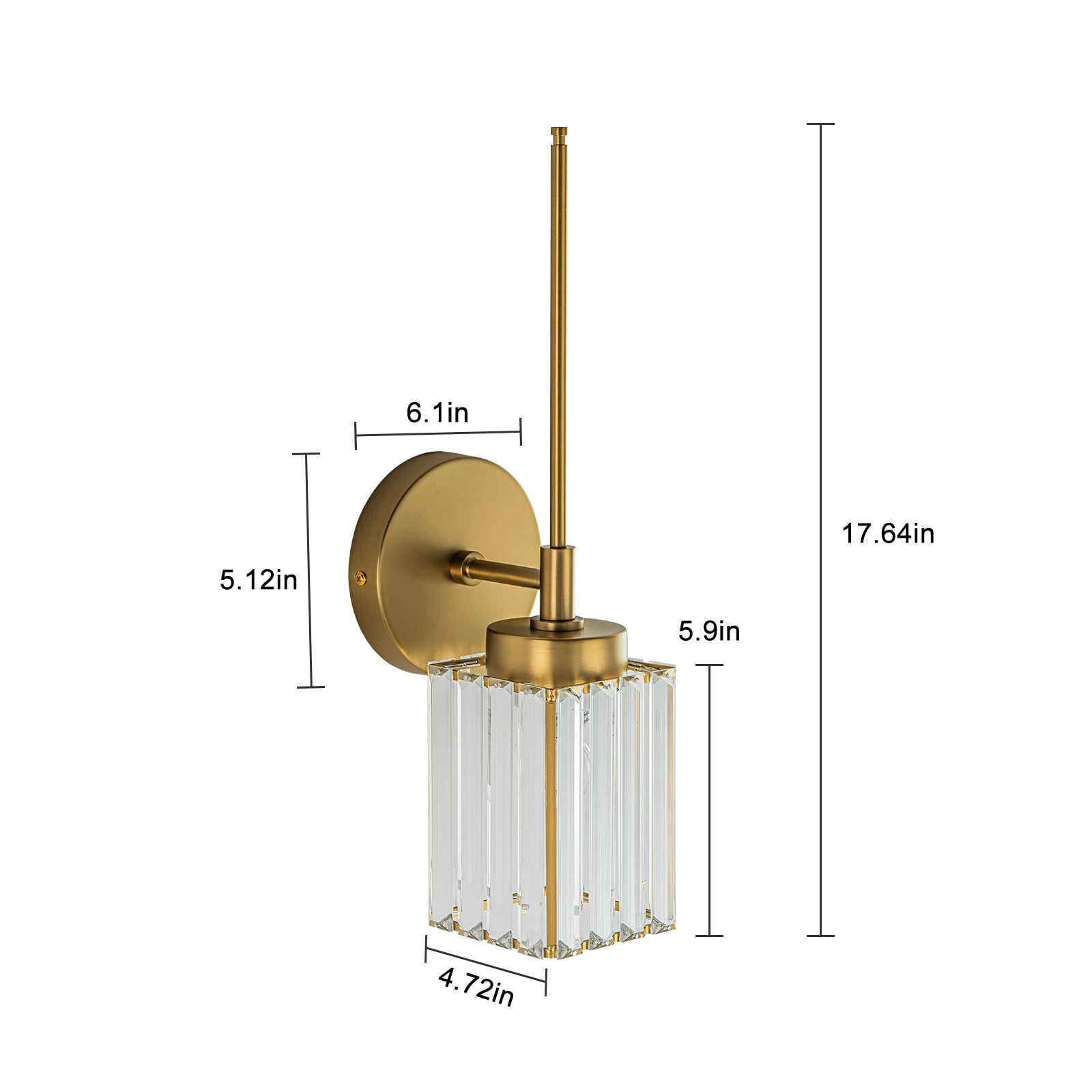 Applique murale moderne dorée à intensité variable, style cylindre glamour pour salle de bain, en cristal, pour meuble-lavabo