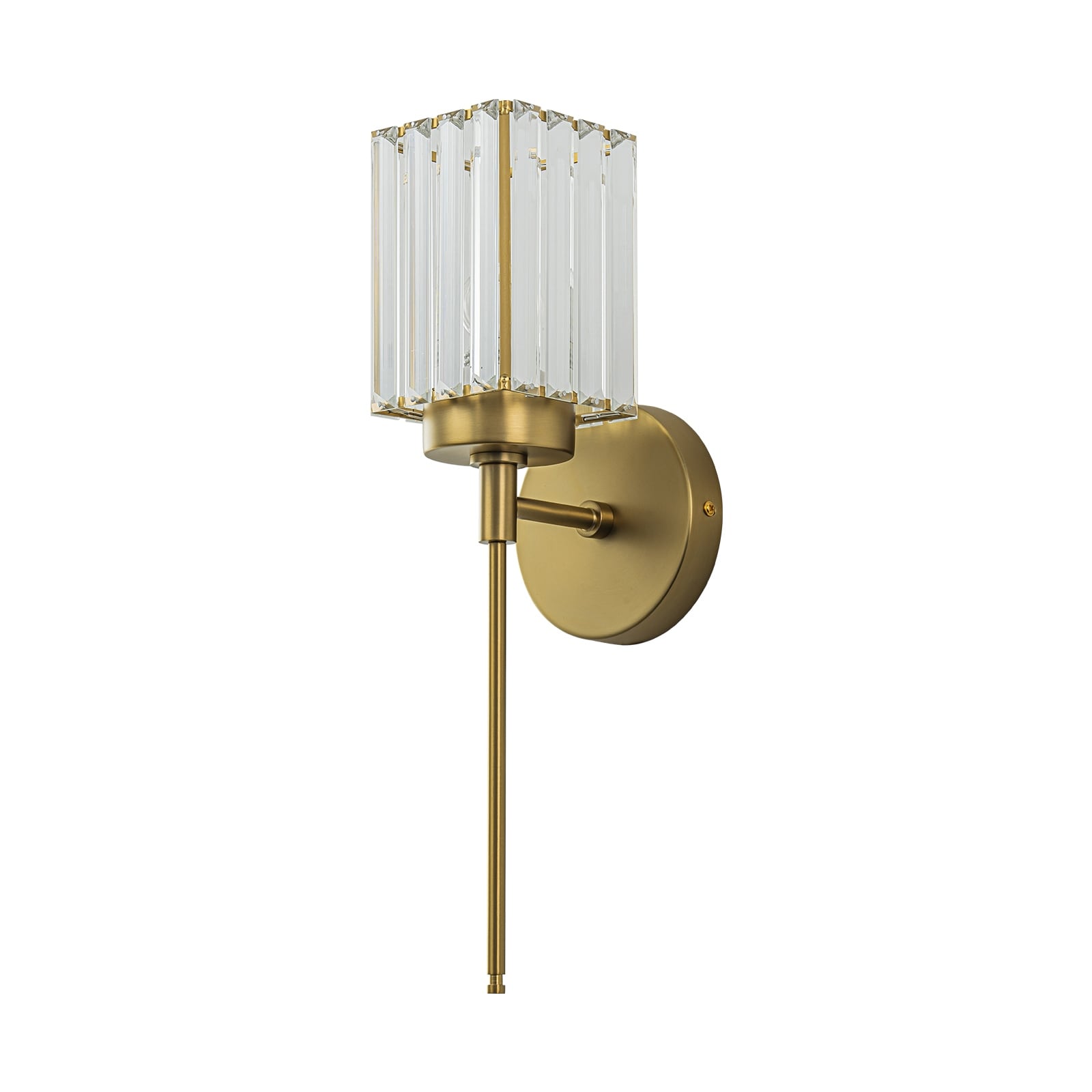 Applique murale moderne dorée à intensité variable, style cylindre glamour pour salle de bain, en cristal, pour meuble-lavabo