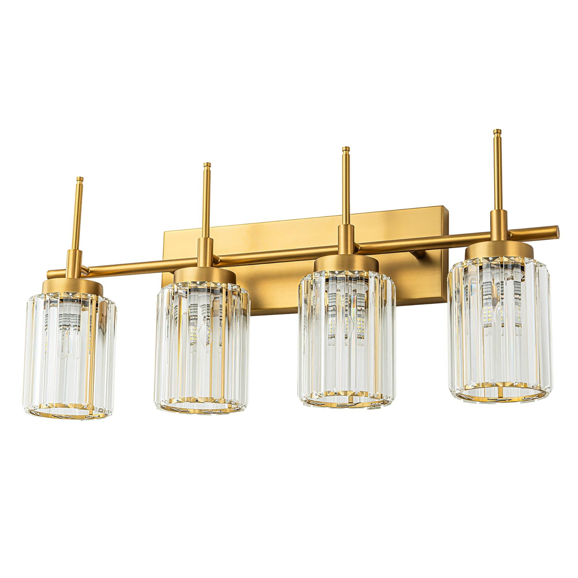 Applique murale moderne dorée à intensité variable, style cylindre glamour pour salle de bain, en cristal, pour meuble-lavabo