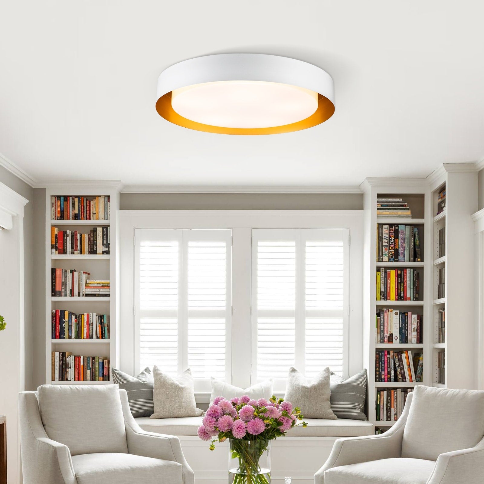 Modern Minimalist 2/3/5-Lights Metal Shaded Drum Flush Mount Ceiling Light