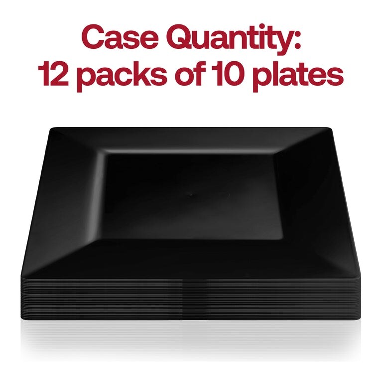 Modern Solid Square Disposable Plastic Plate Packs - Party Supplies