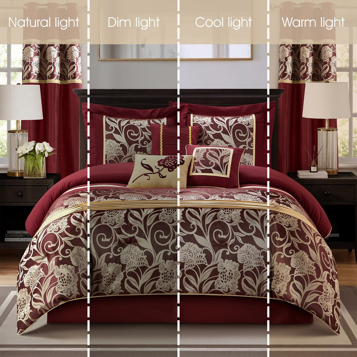 Ensemble de couette 9 pièces Nanshing Brie en jacquard floral