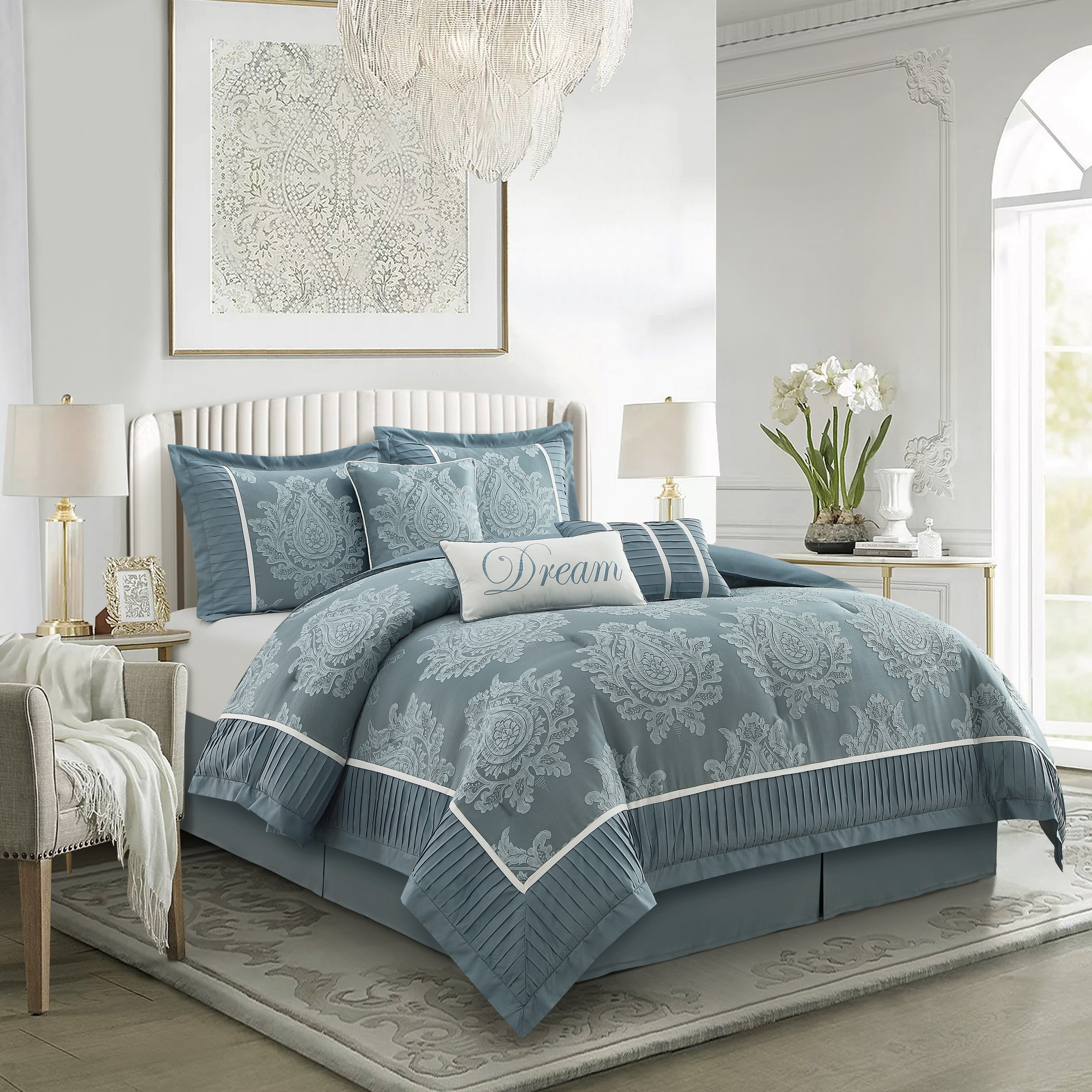 Ensemble de couette traditionnelle damassée Nanshing Tiana 7 pièces