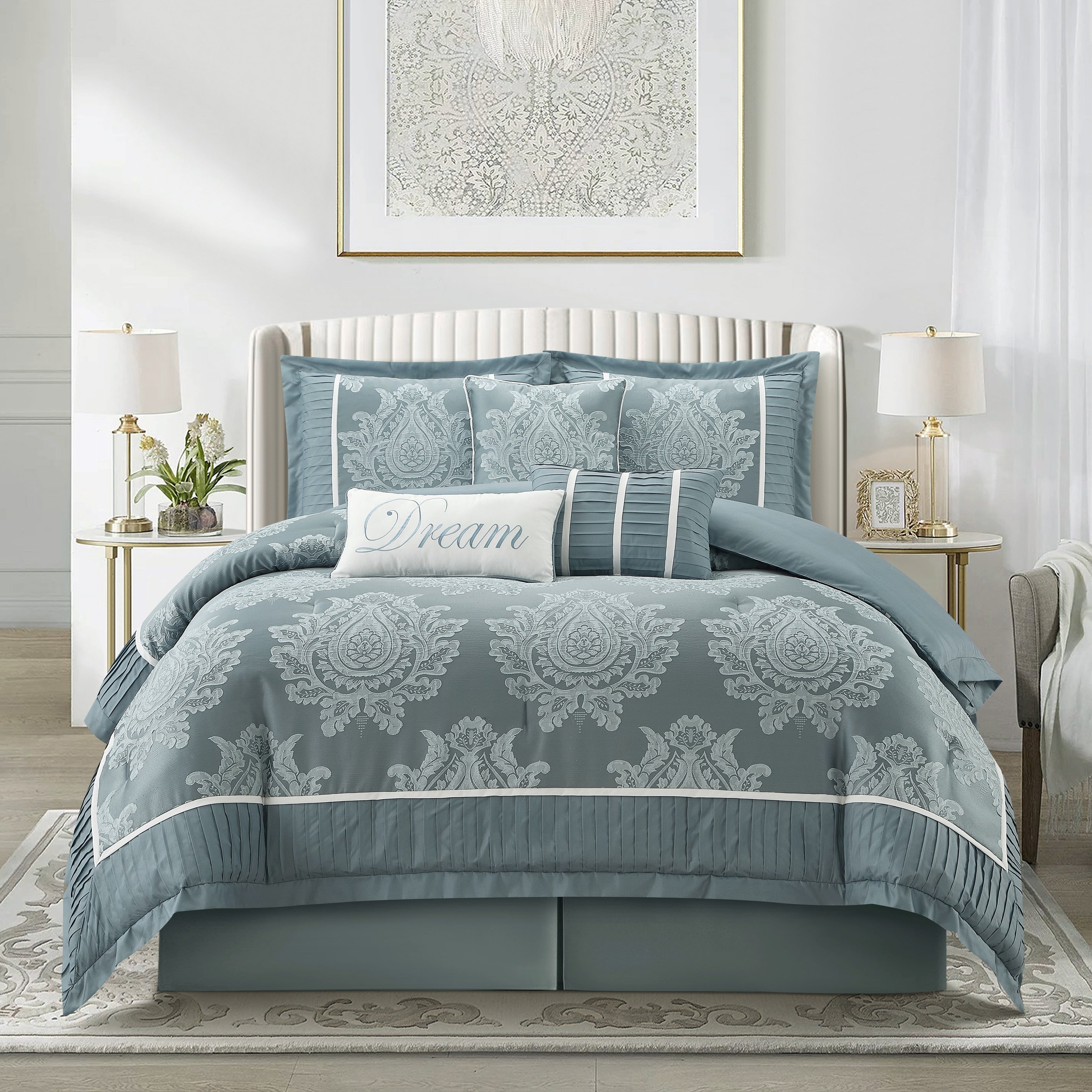 Ensemble de couette traditionnelle damassée Nanshing Tiana 7 pièces