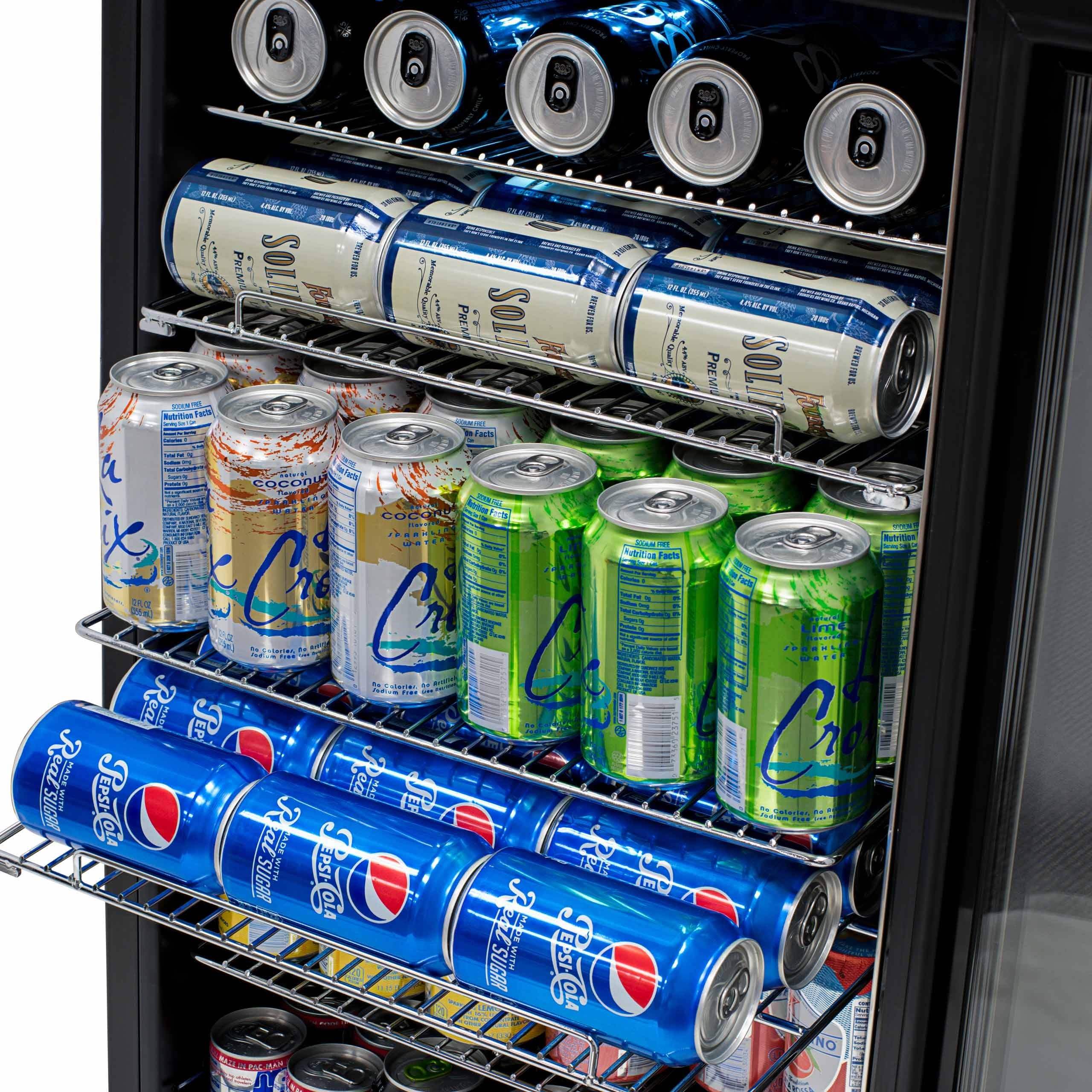 Réfrigérateur à boissons Newair d'une capacité de 126 canettes, mini-réfrigérateur avec porte vitrée et étagères réglables, en acier inoxydable