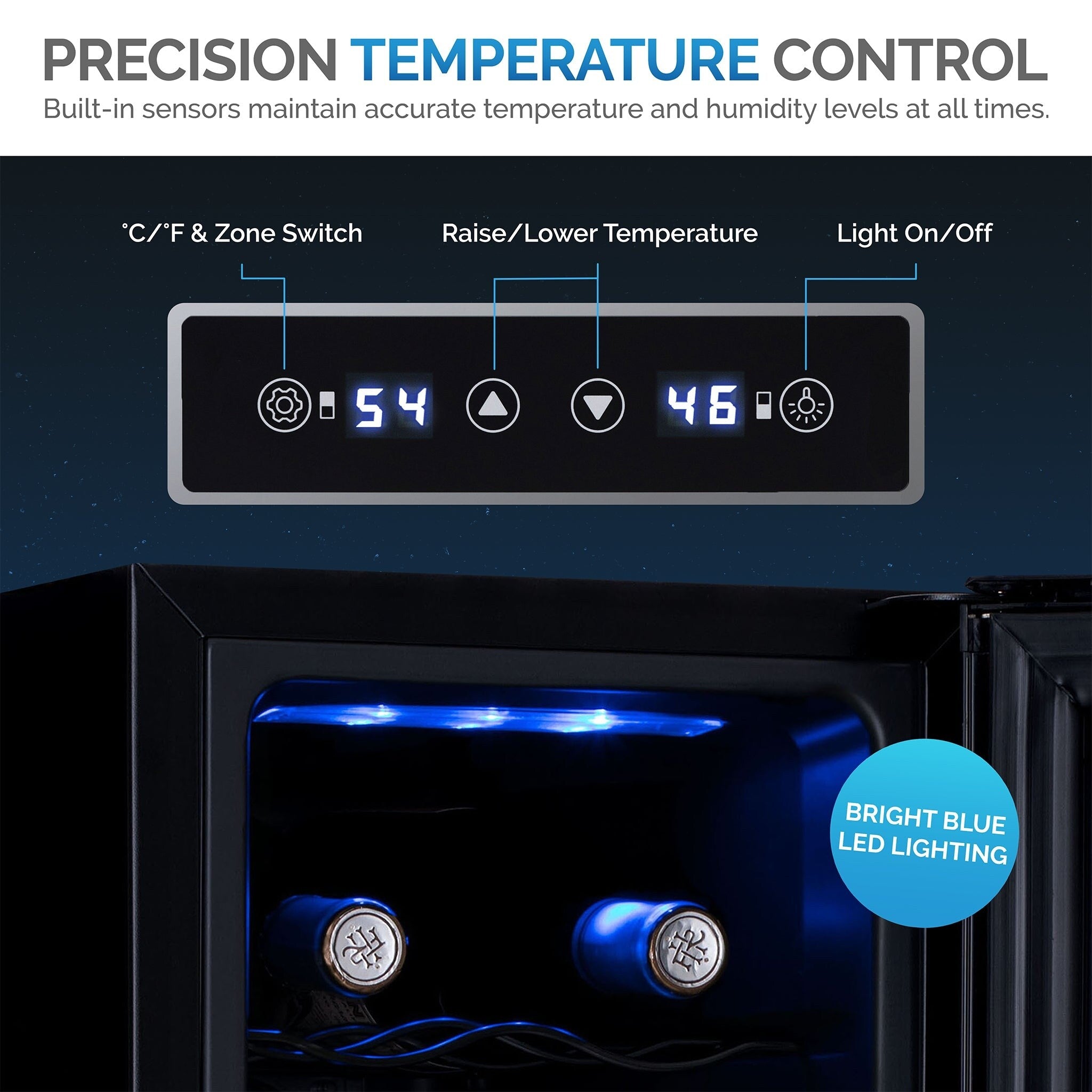 Réfrigérateur à vin Newair Shadow-T Series, 18 bouteilles, double zone de température, autonome, thermoélectrique, commande numérique