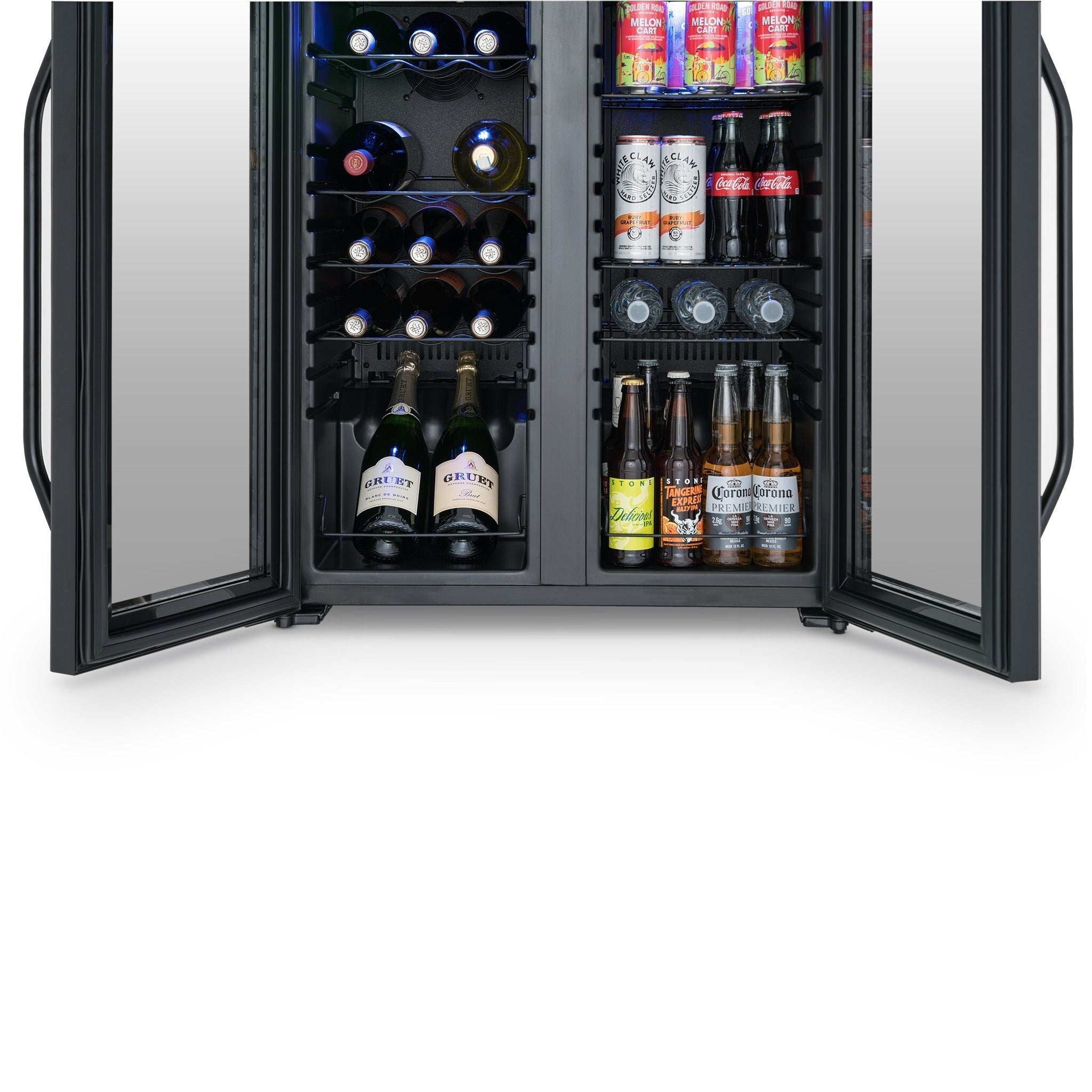 Réfrigérateur à vin et boissons Newair, 18 bouteilles et 59 canettes, deux zones de température, autonome, contrôle numérique de la température