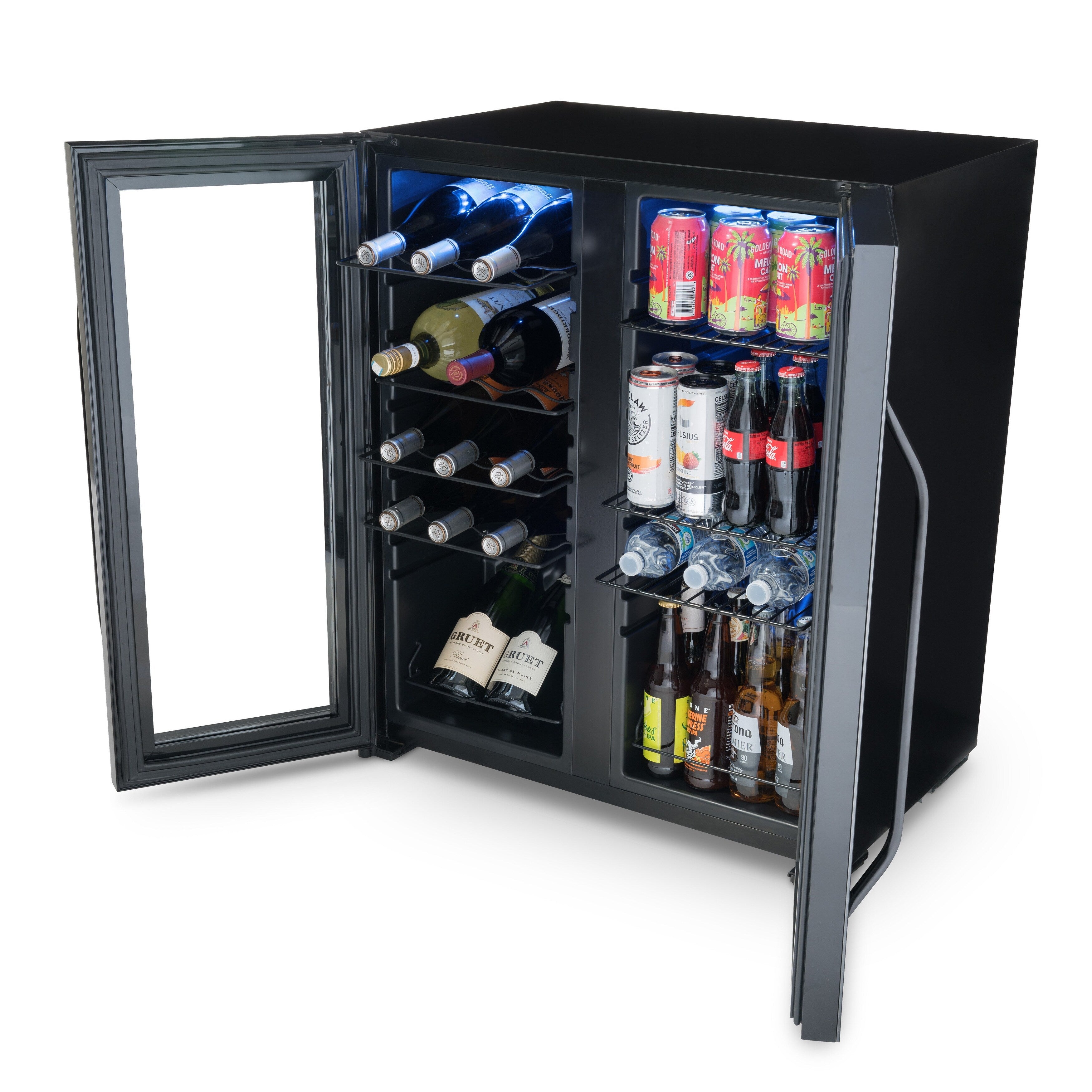 Réfrigérateur à vin et boissons Newair, 18 bouteilles et 59 canettes, deux zones de température, autonome, contrôle numérique de la température