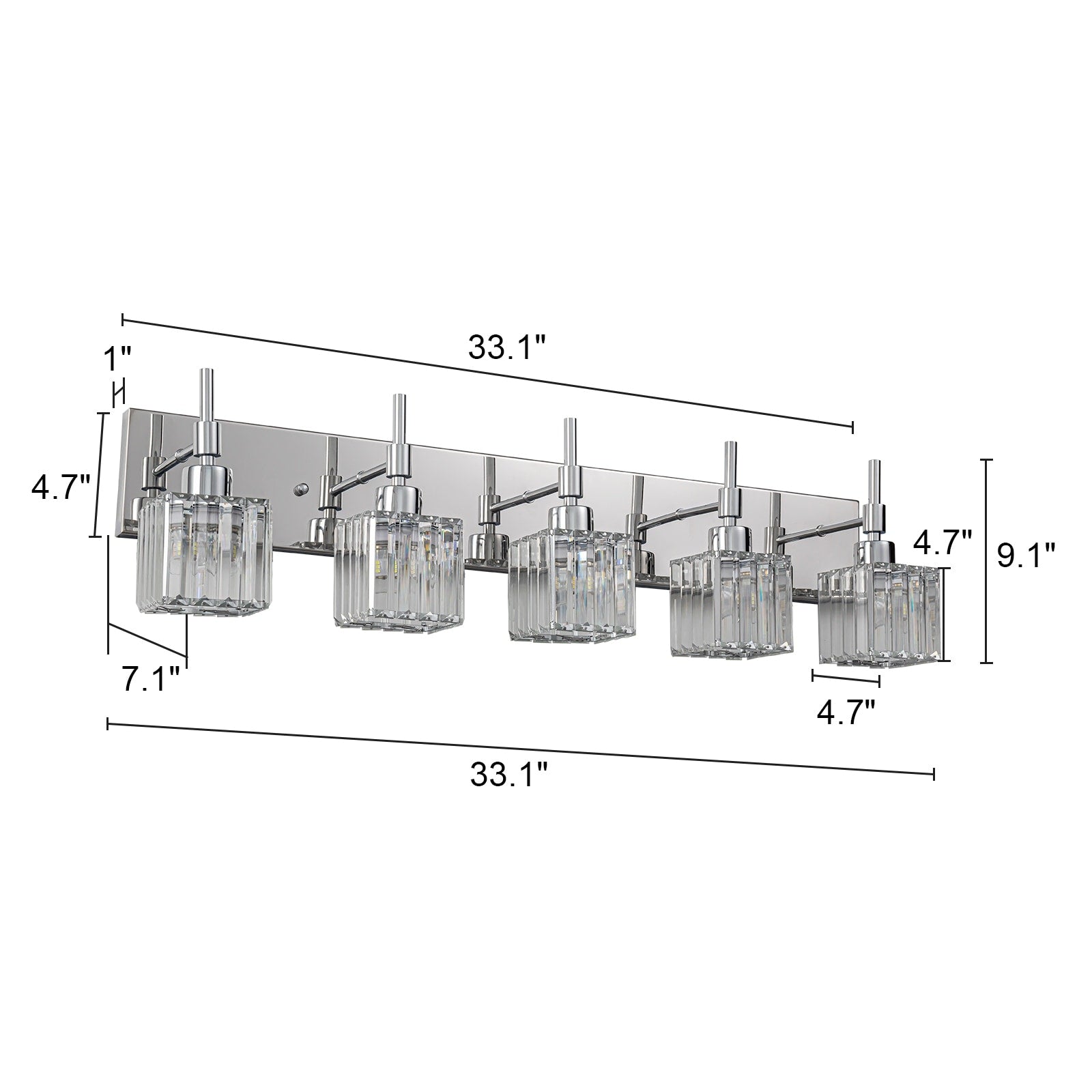 Luminaires de salle de bain en cristal à intensité variable Ora Modern sur miroir Glam Vanity Lights