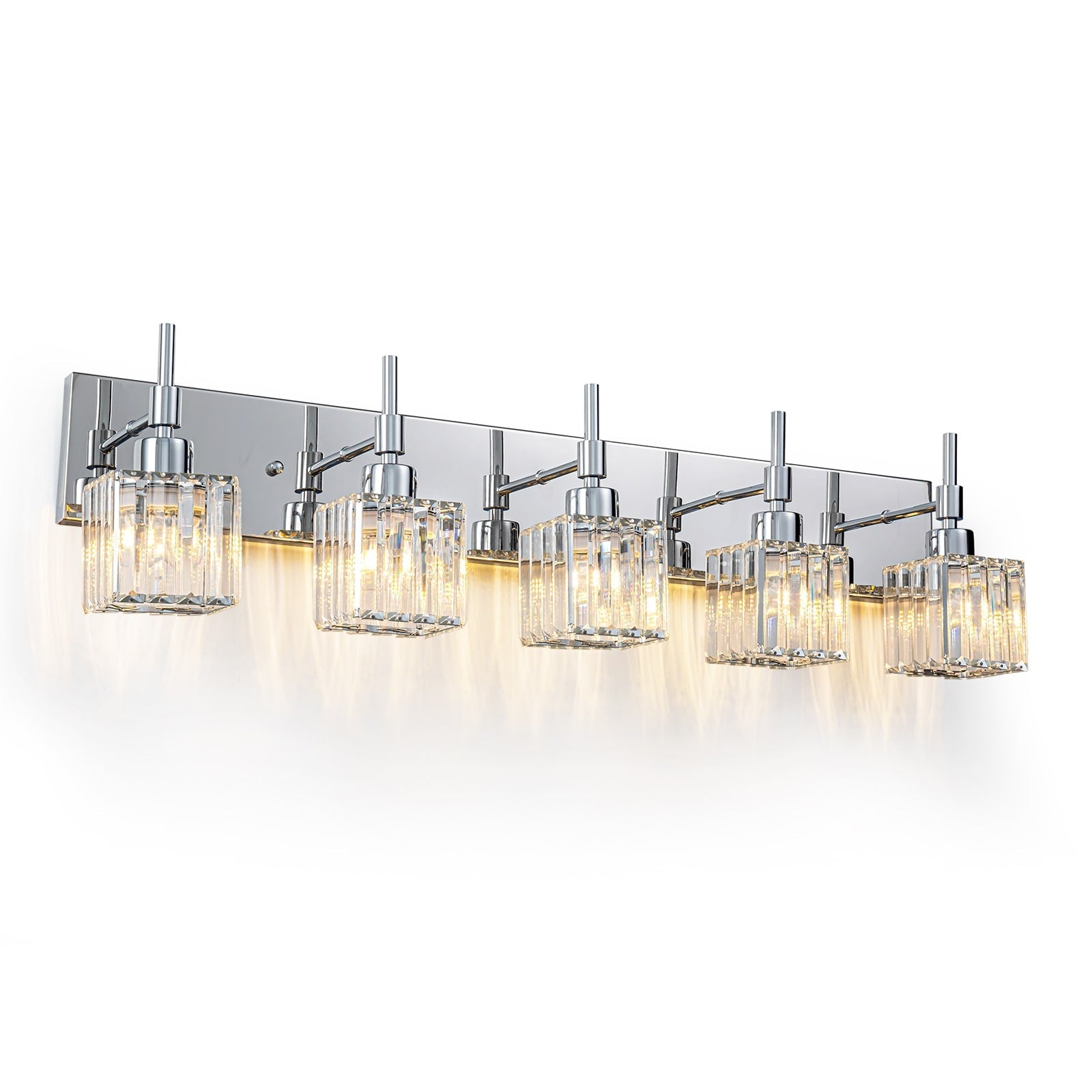 Luminaires de salle de bain en cristal à intensité variable Ora Modern sur miroir Glam Vanity Lights
