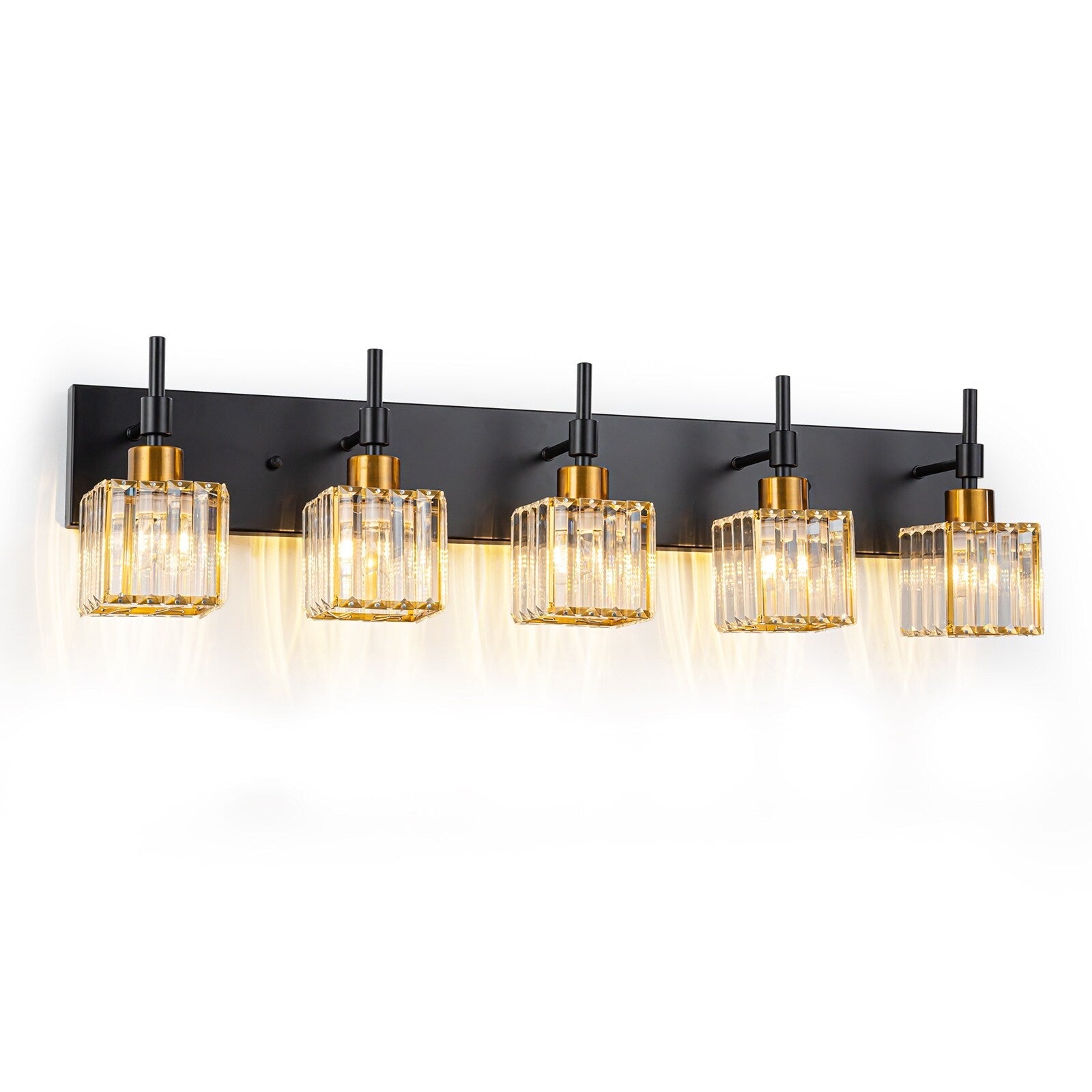 Luminaires de salle de bain en cristal à intensité variable Ora Modern sur miroir Glam Vanity Lights