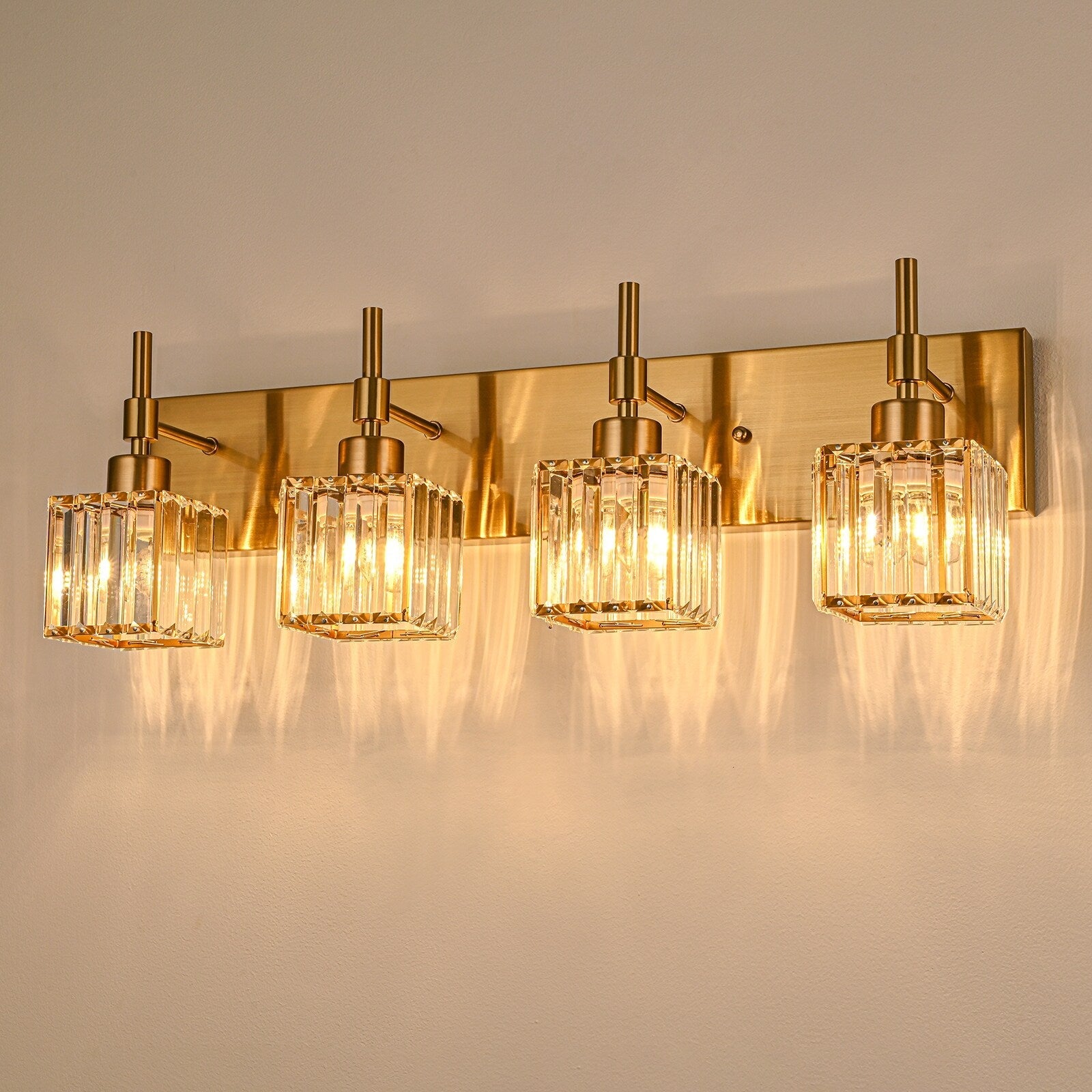 Luminaires de salle de bain en cristal à intensité variable Ora Modern sur miroir Glam Vanity Lights