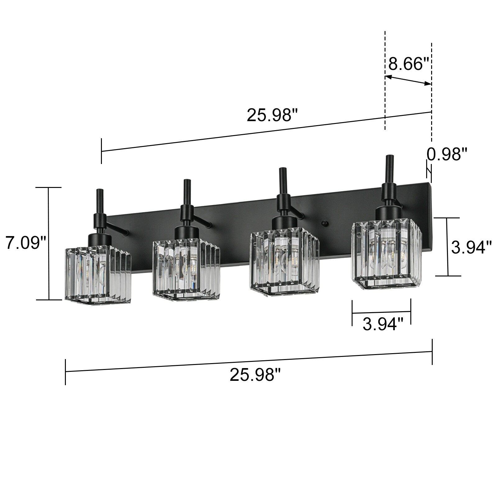 Luminaires de salle de bain en cristal à intensité variable Ora Modern sur miroir Glam Vanity Lights