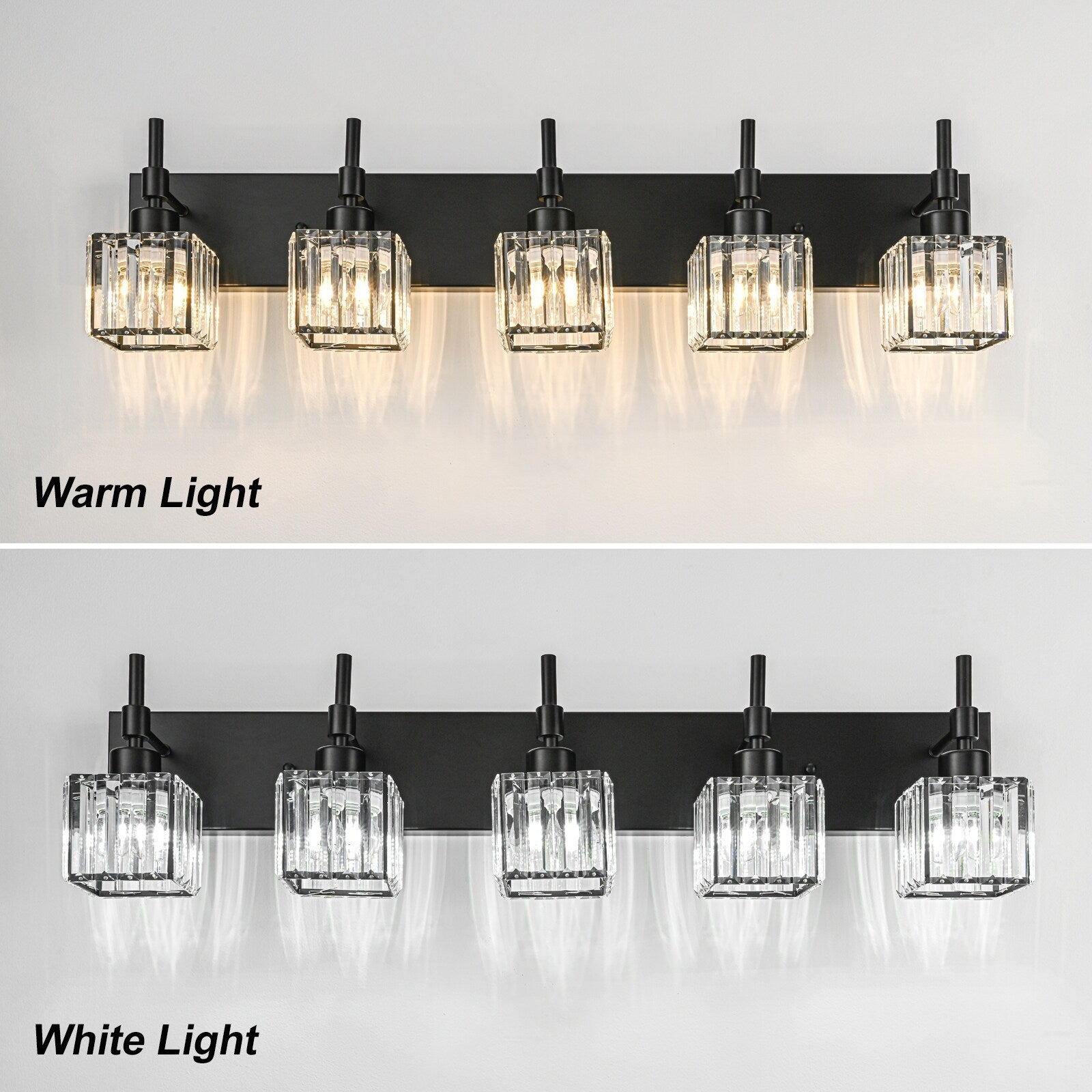 Luminaires de salle de bain en cristal à intensité variable Ora Modern sur miroir Glam Vanity Lights
