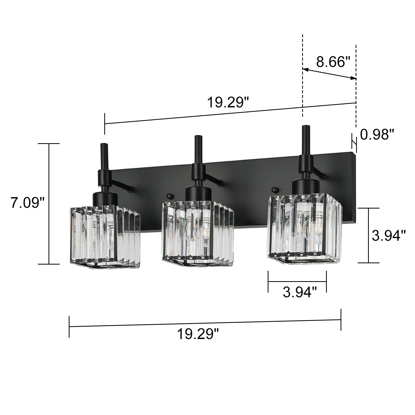Luminaires de salle de bain en cristal à intensité variable Ora Modern sur miroir Glam Vanity Lights