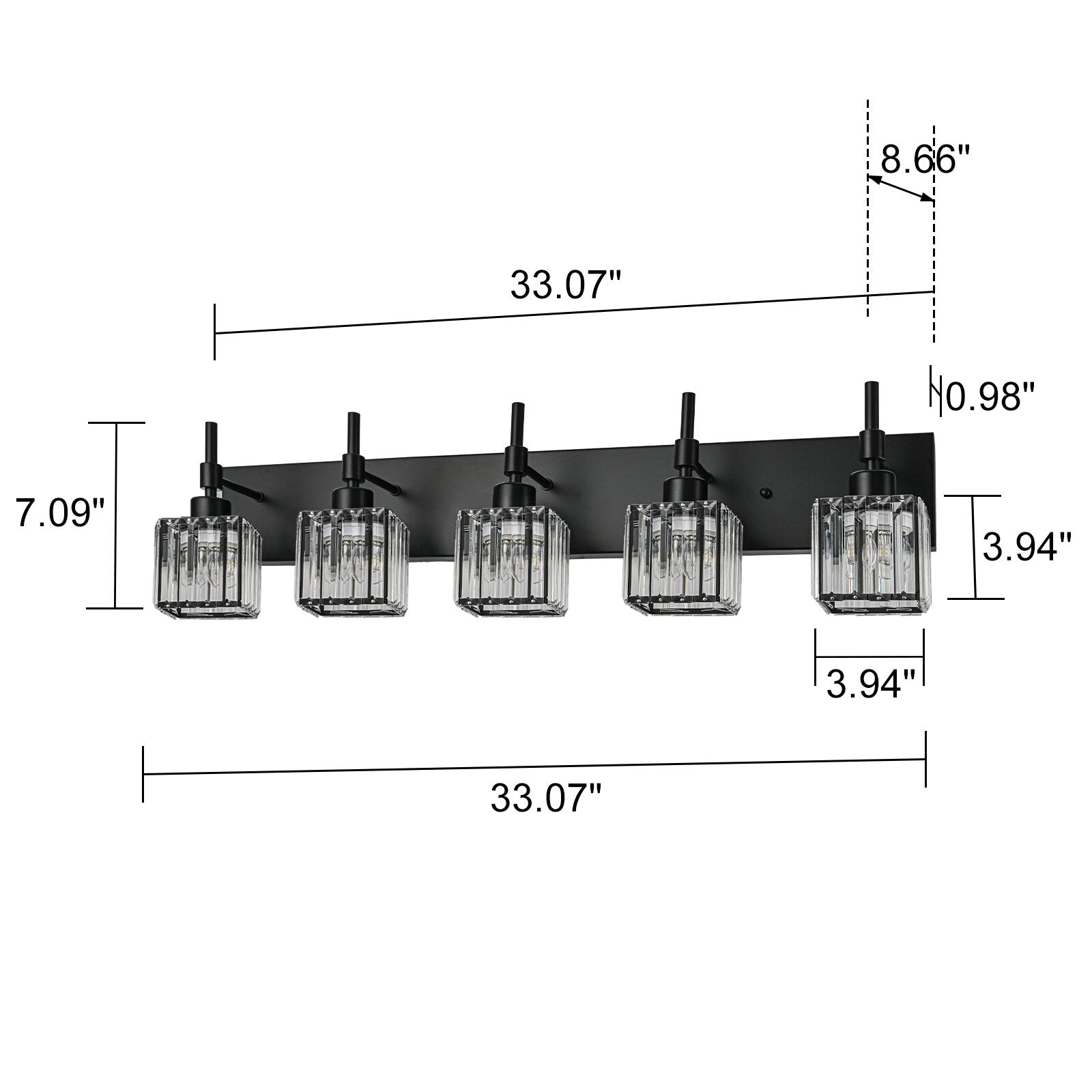 Luminaires de salle de bain en cristal à intensité variable Ora Modern sur miroir Glam Vanity Lights