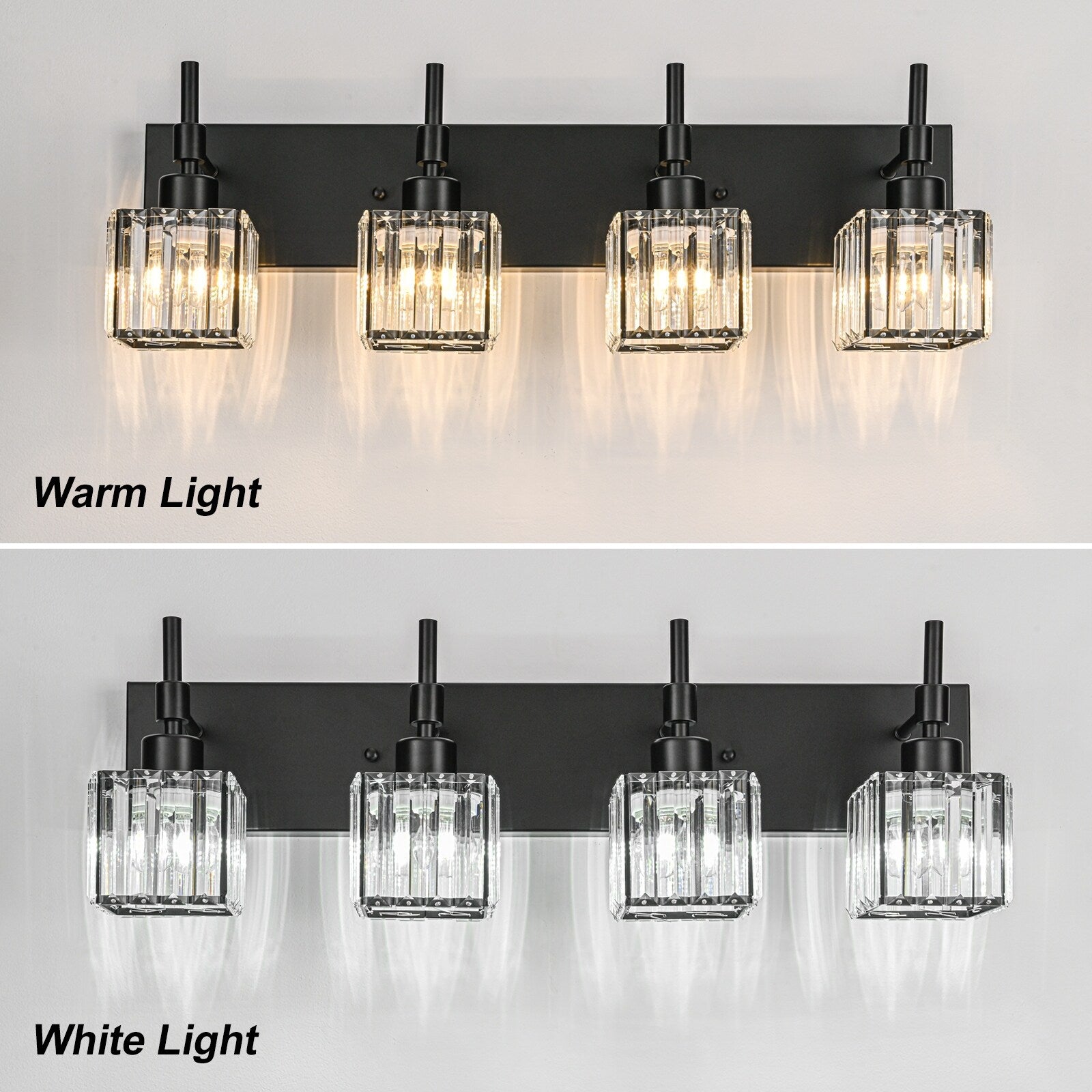 Luminaires de salle de bain en cristal à intensité variable Ora Modern sur miroir Glam Vanity Lights